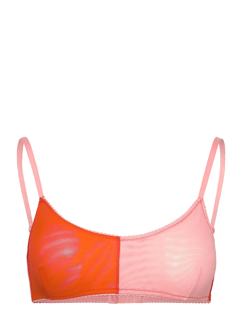 Understatement Underwear - Mesh Two-Tone Scoop Bralette - bralette - fiery red/peach rose - 1