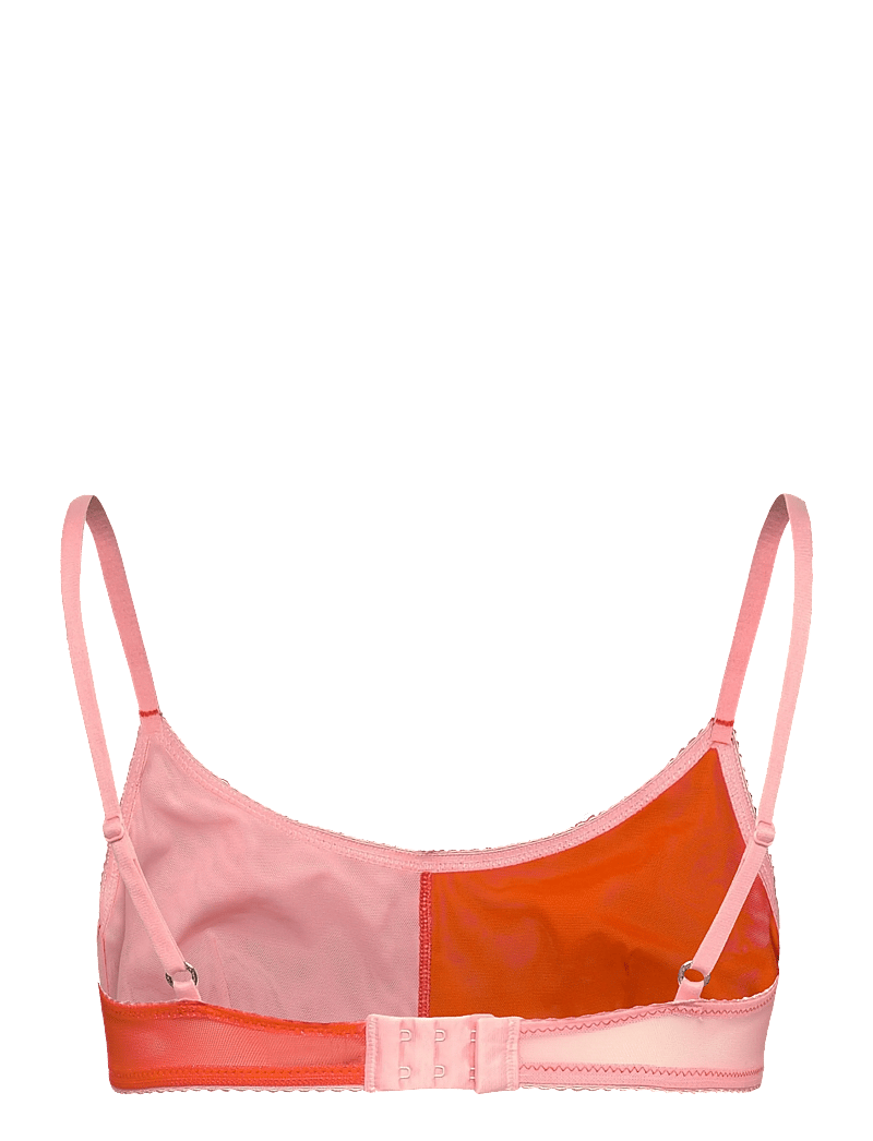 Understatement Underwear - Mesh Two-Tone Scoop Bralette - bralette - fiery red/peach rose - 2
