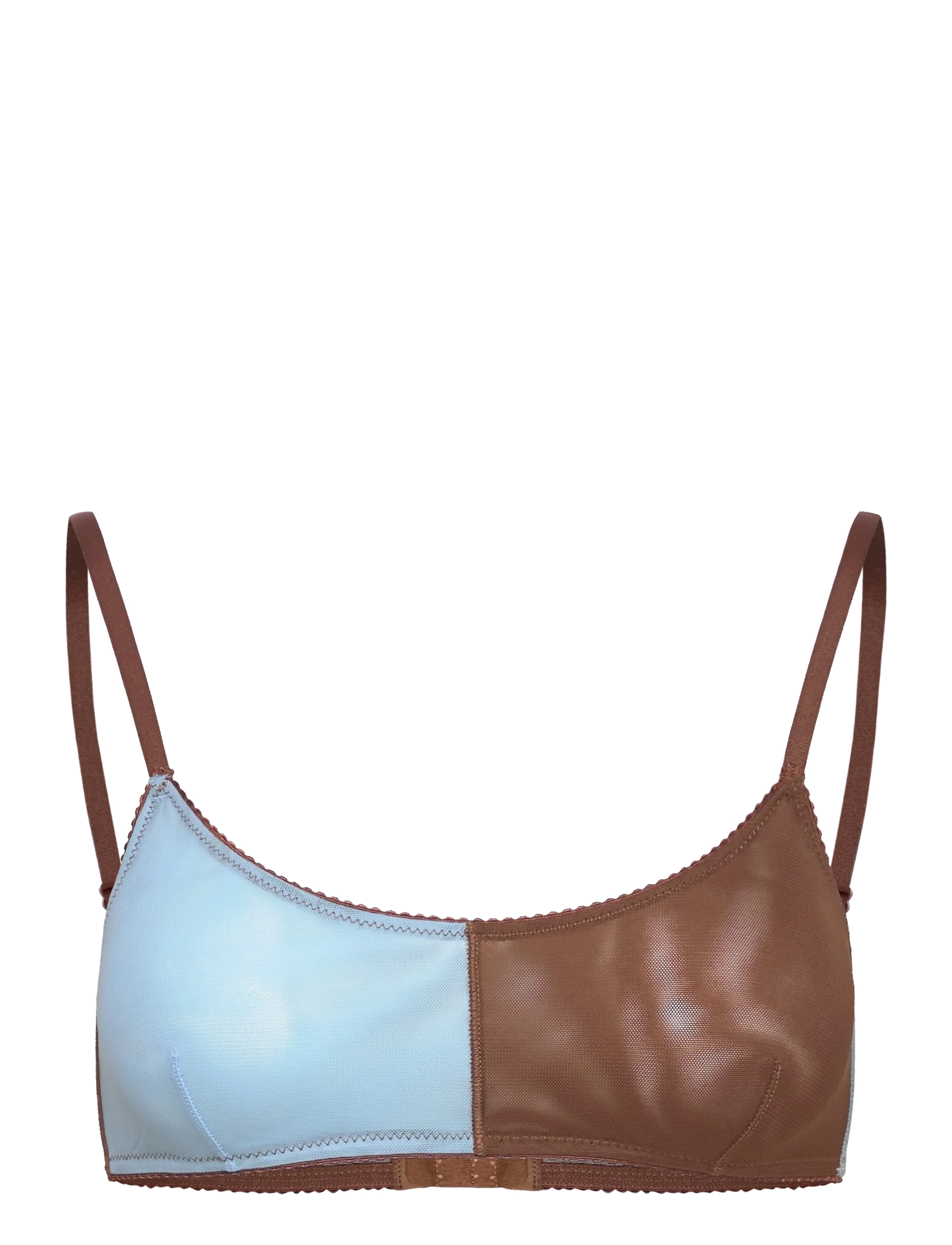 Understatement Underwear Mesh Two-Tone Scoop Bralette - Rinnahoidjad - SKY/MOCHA / brown