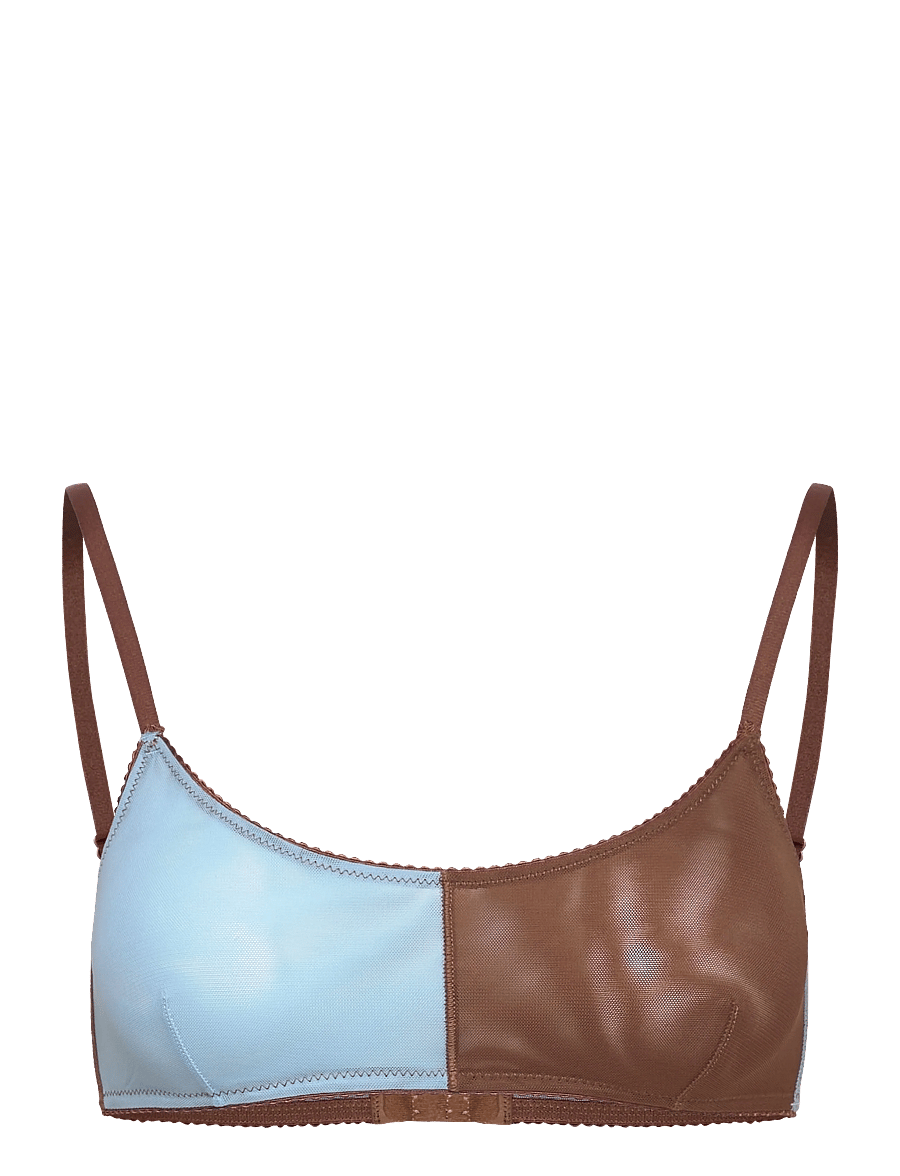 Understatement Underwear - Mesh Two-Tone Scoop Bralette - bralette - sky/mocha - 1