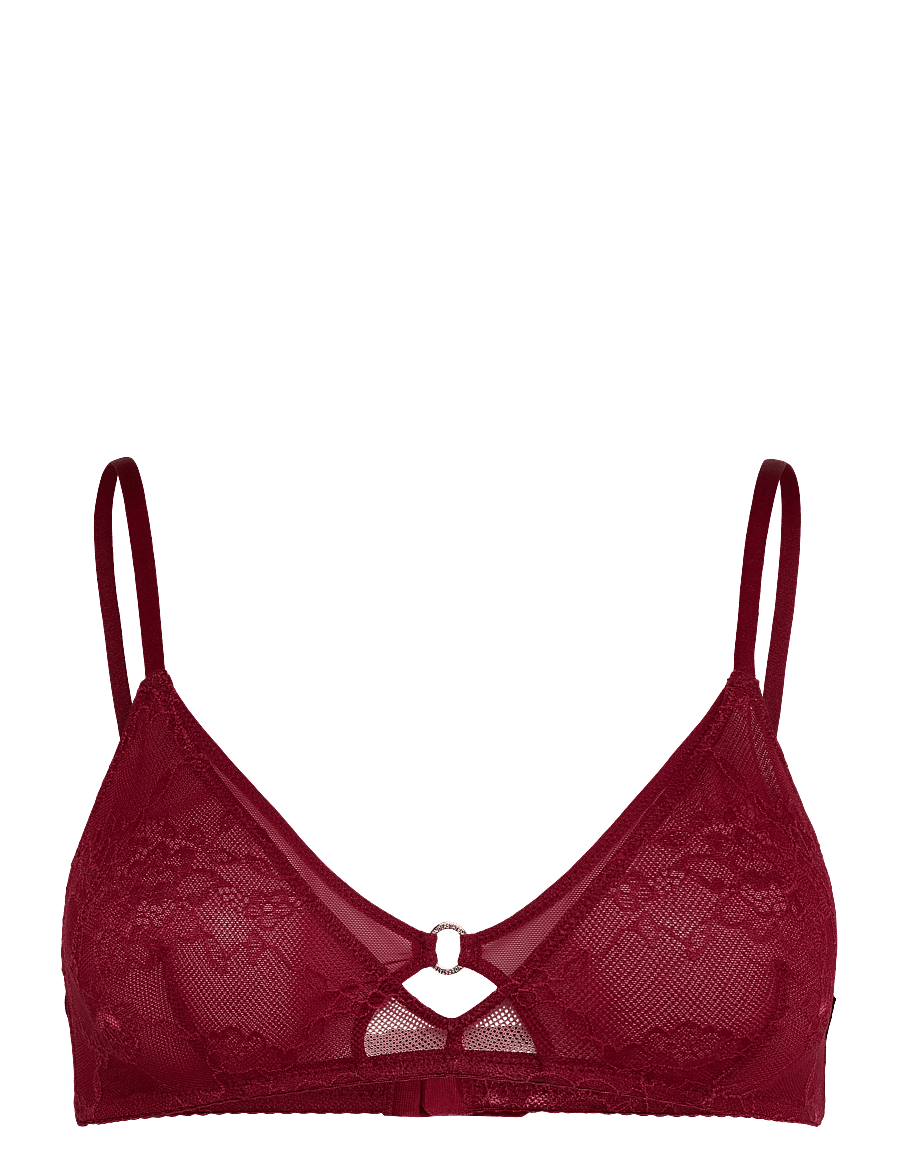 Understatement Underwear - Lace Mesh Double Triangle Bralette - bralette - rumba red - 0
