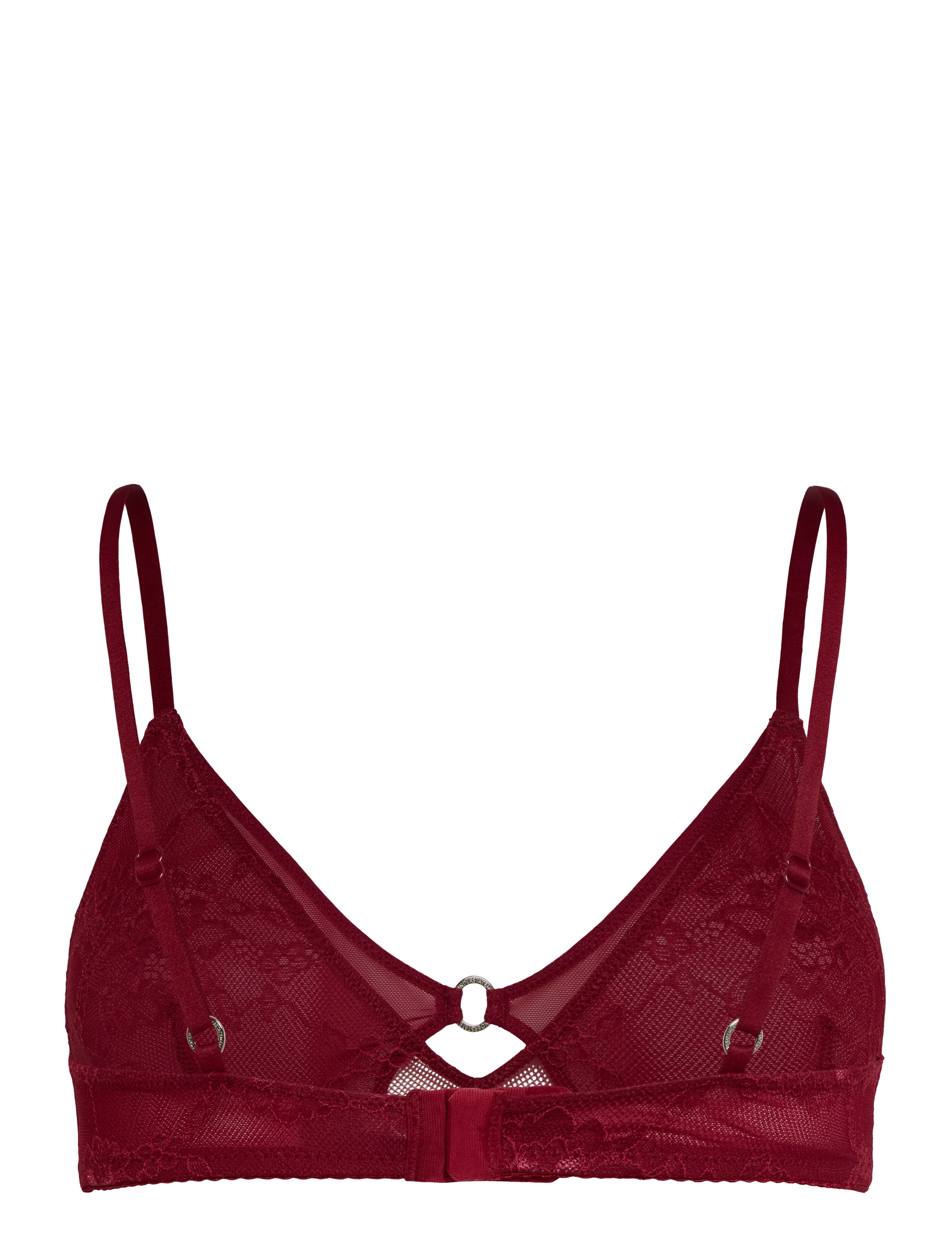 Understatement Underwear - Lace Mesh Double Triangle Bralette - bralette - rumba red - 1