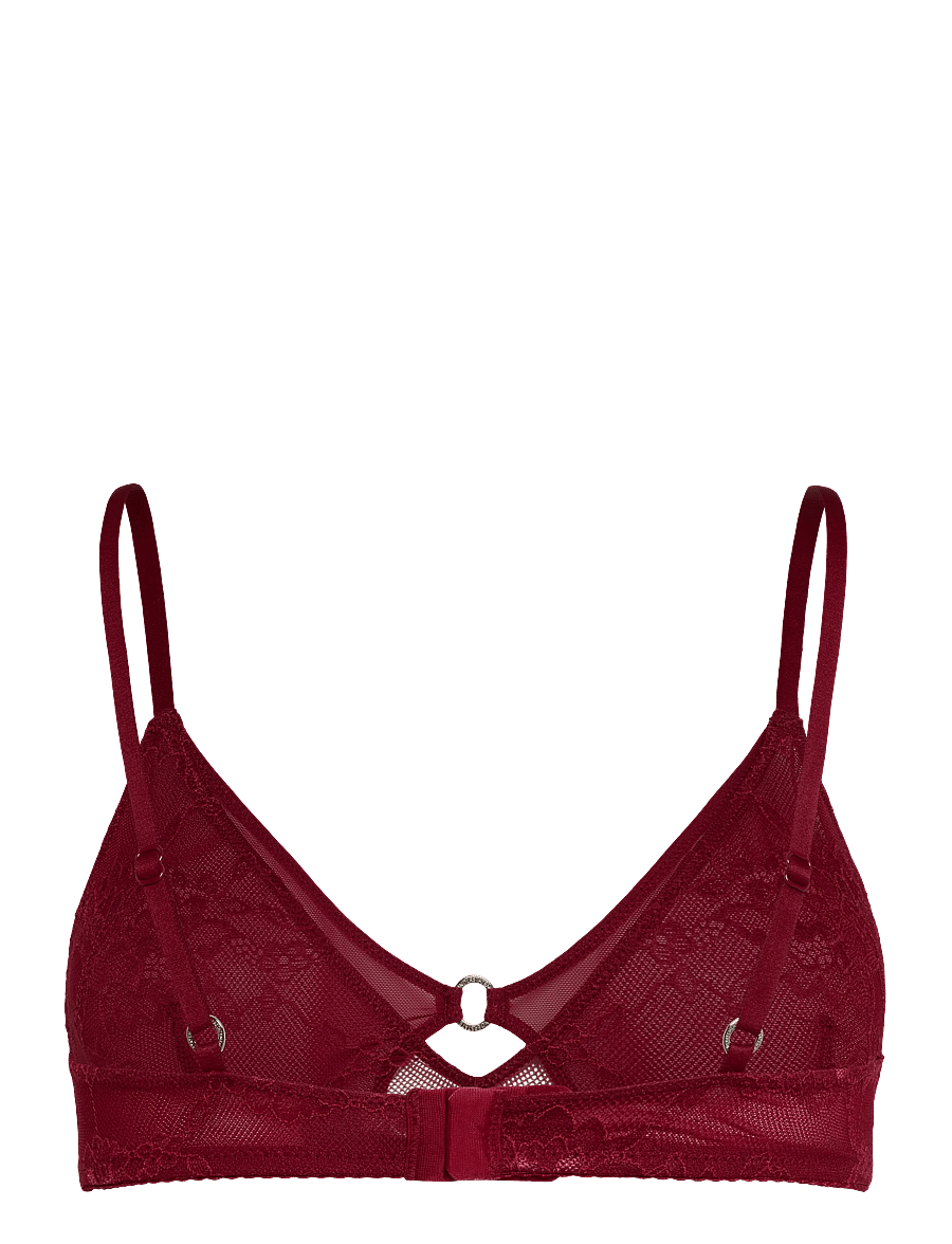 Understatement Underwear - Lace Mesh Double Triangle Bralette - bralette - rumba red - 1