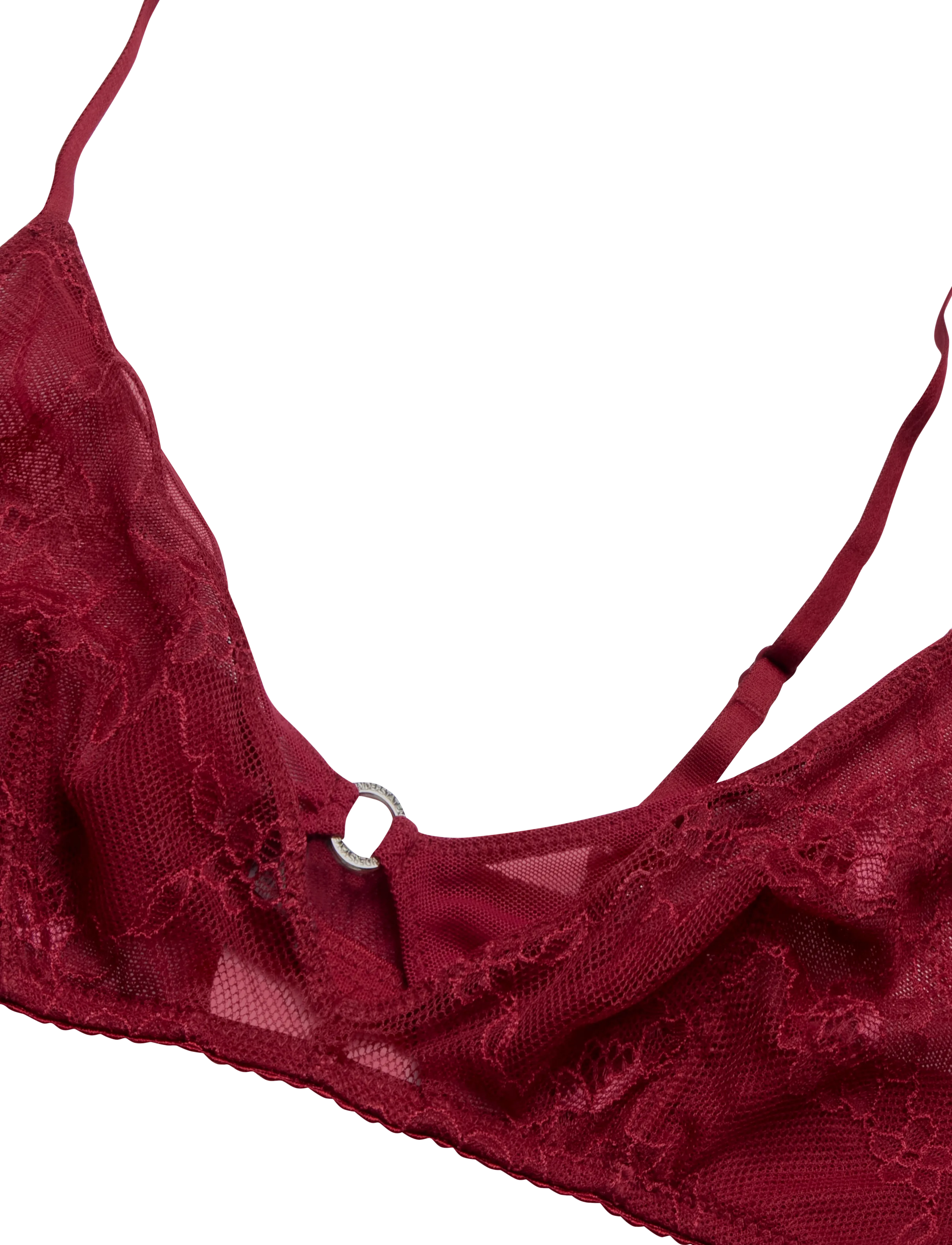 Understatement Underwear - Lace Mesh Double Triangle Bralette - bralette - rumba red - 2