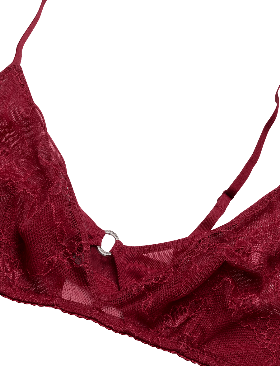 Understatement Underwear - Lace Mesh Double Triangle Bralette - bralette - rumba red - 2