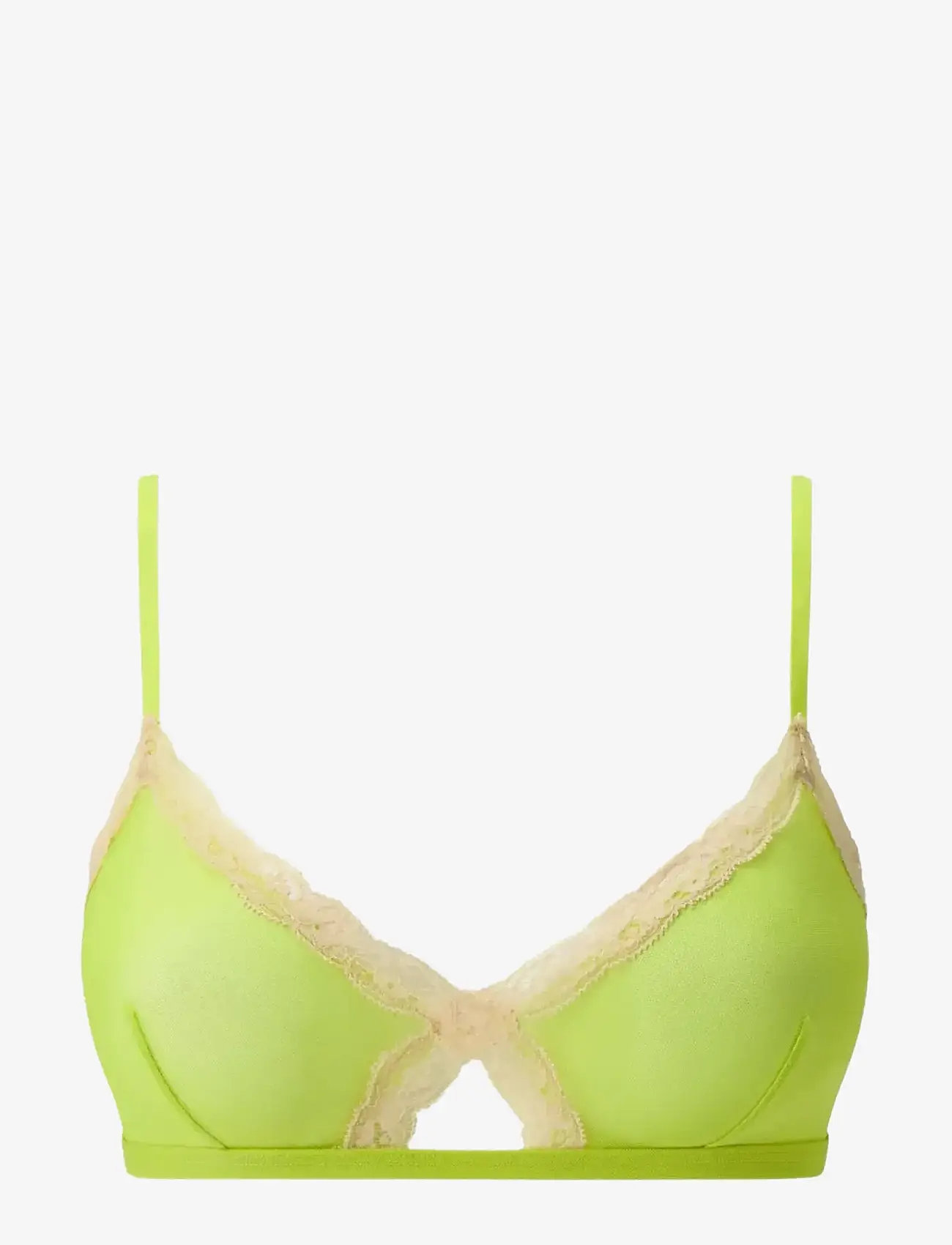 Understatement Underwear - Mesh Lace Trim Triangle Bralette - bralette - zesty lime - 1