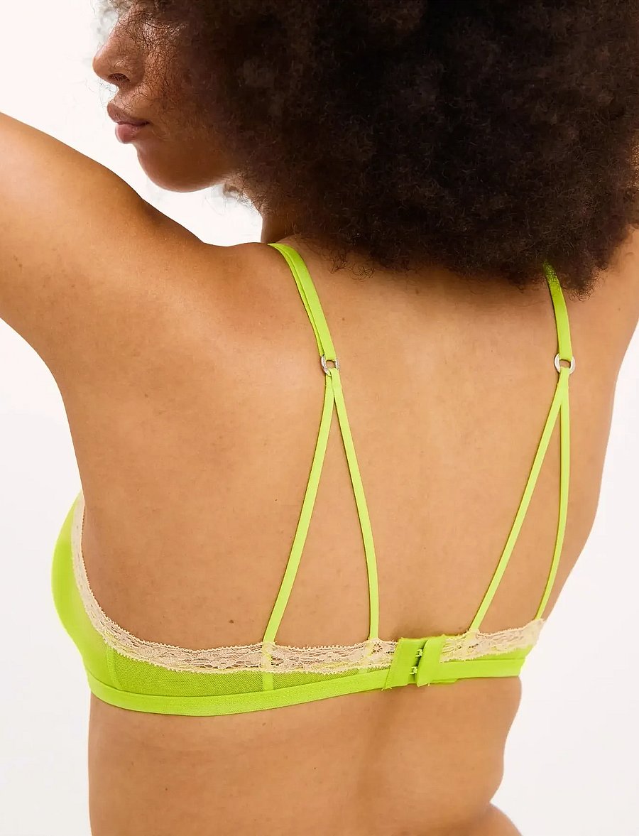 Understatement Underwear - Mesh Lace Trim Triangle Bralette - rinnahoidja - zesty lime - 3
