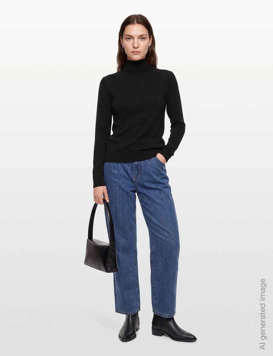 United Colors of Benetton - TURTLE NECK SWEATER - rollkragenpullover - black - 0