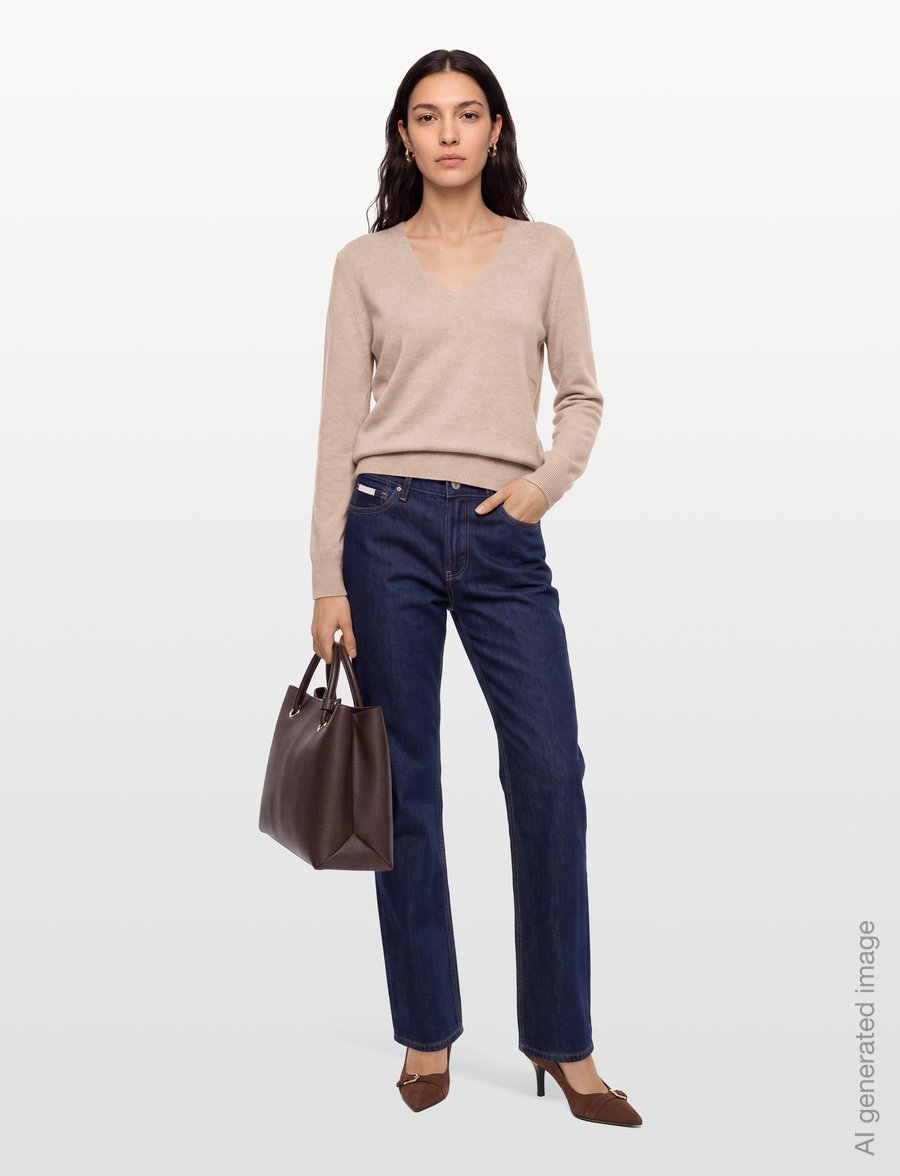 United Colors of Benetton - V NECK SWEATER L/S - pullover - beige - 0