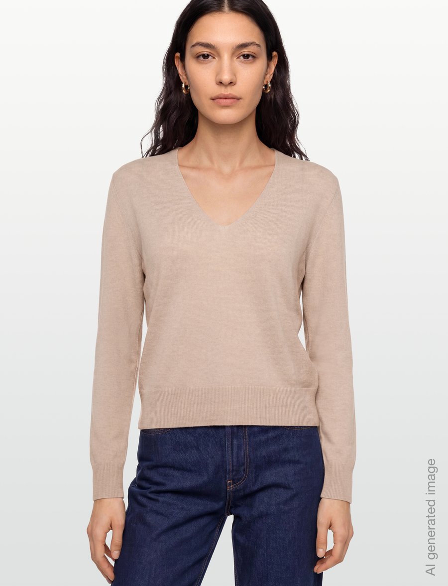 United Colors of Benetton - V NECK SWEATER L/S - pullover - beige - 3