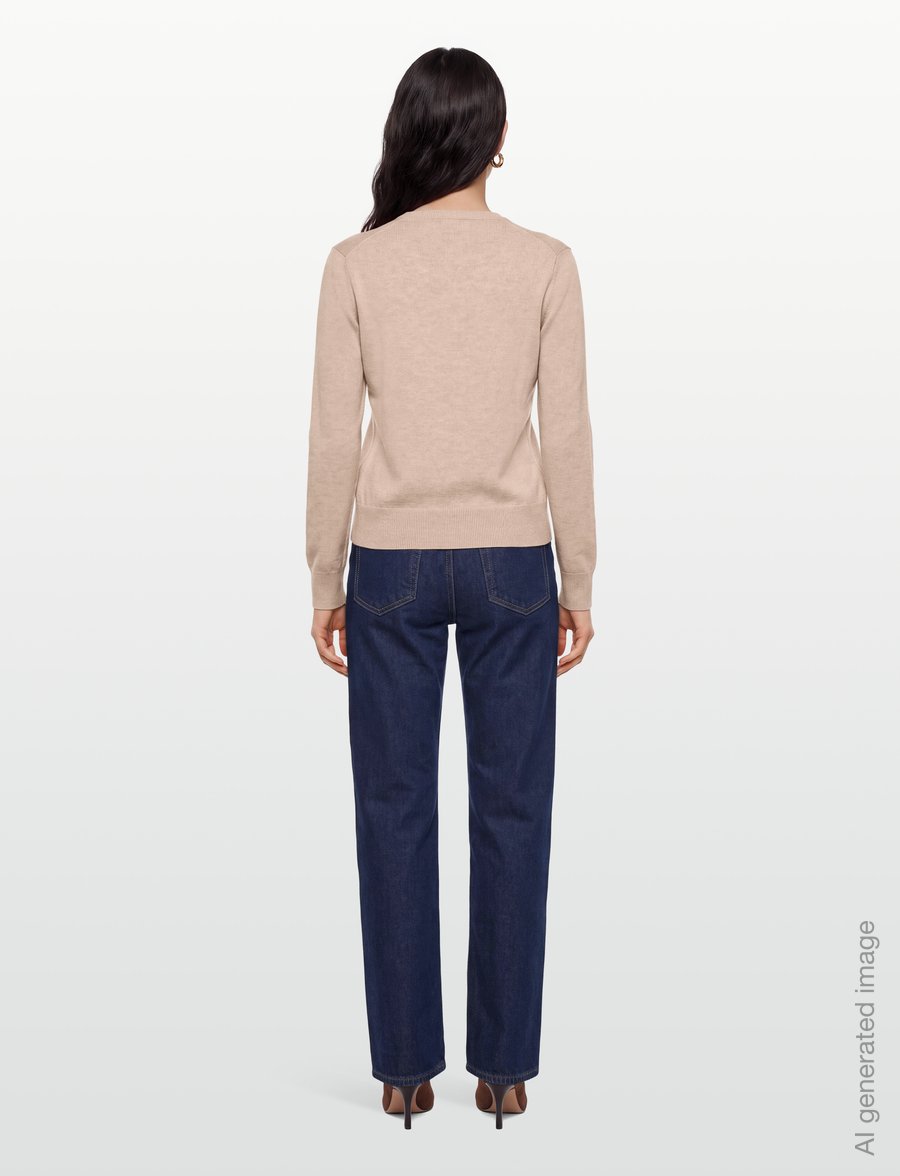 United Colors of Benetton - V NECK SWEATER L/S - pullover - beige - 4