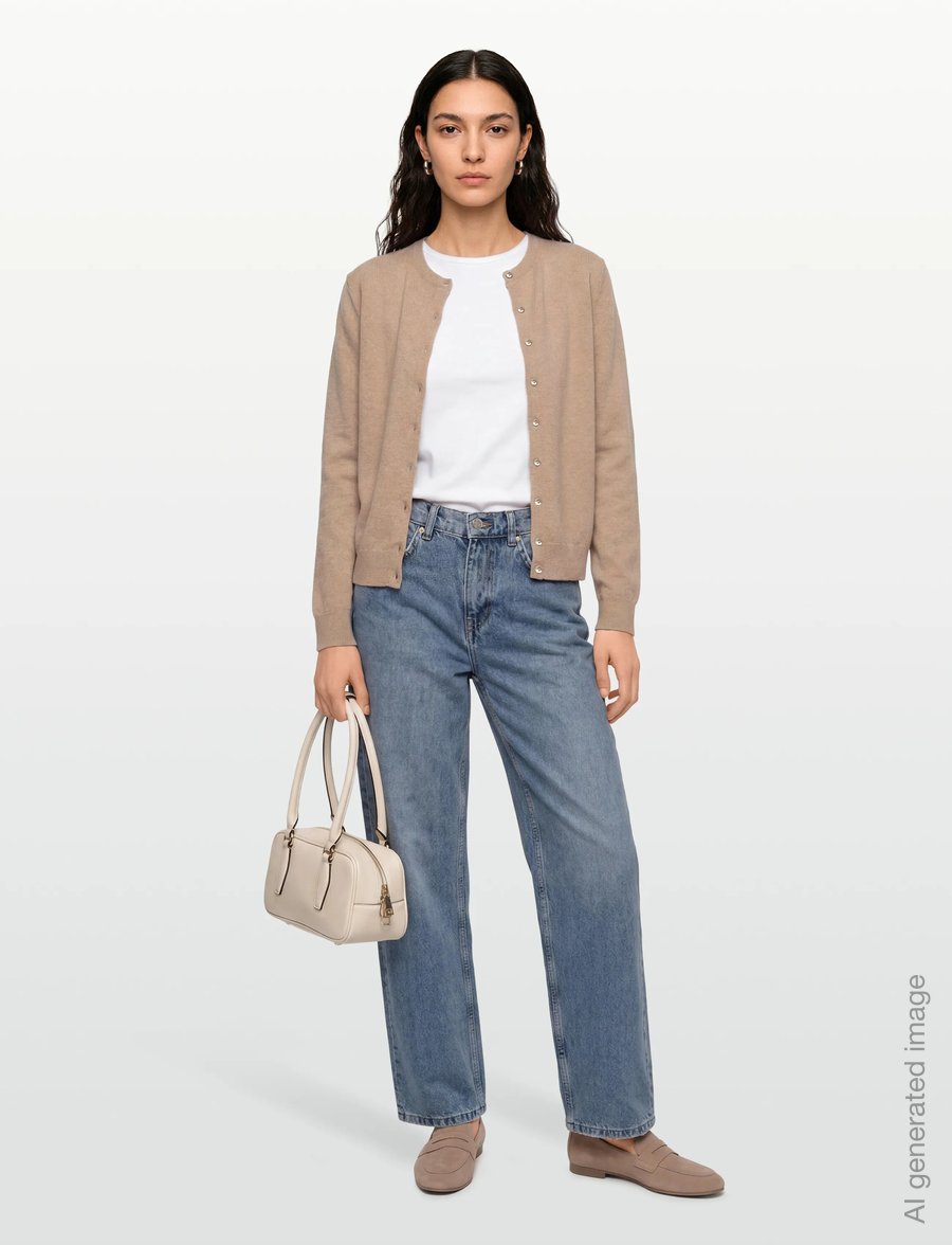 United Colors of Benetton - L/S SWEATER - strickjacken - beige - 0