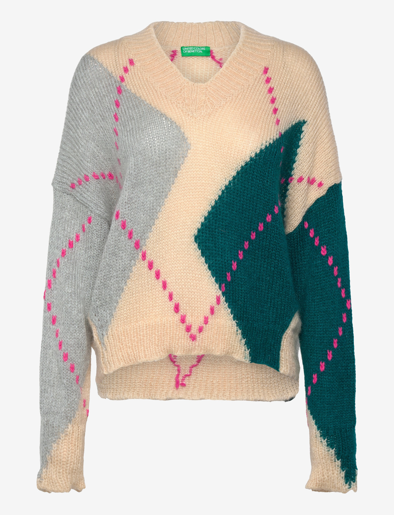 United Colors of Benetton - V NECK SWEATER L/S - sviitrid - cream - 0