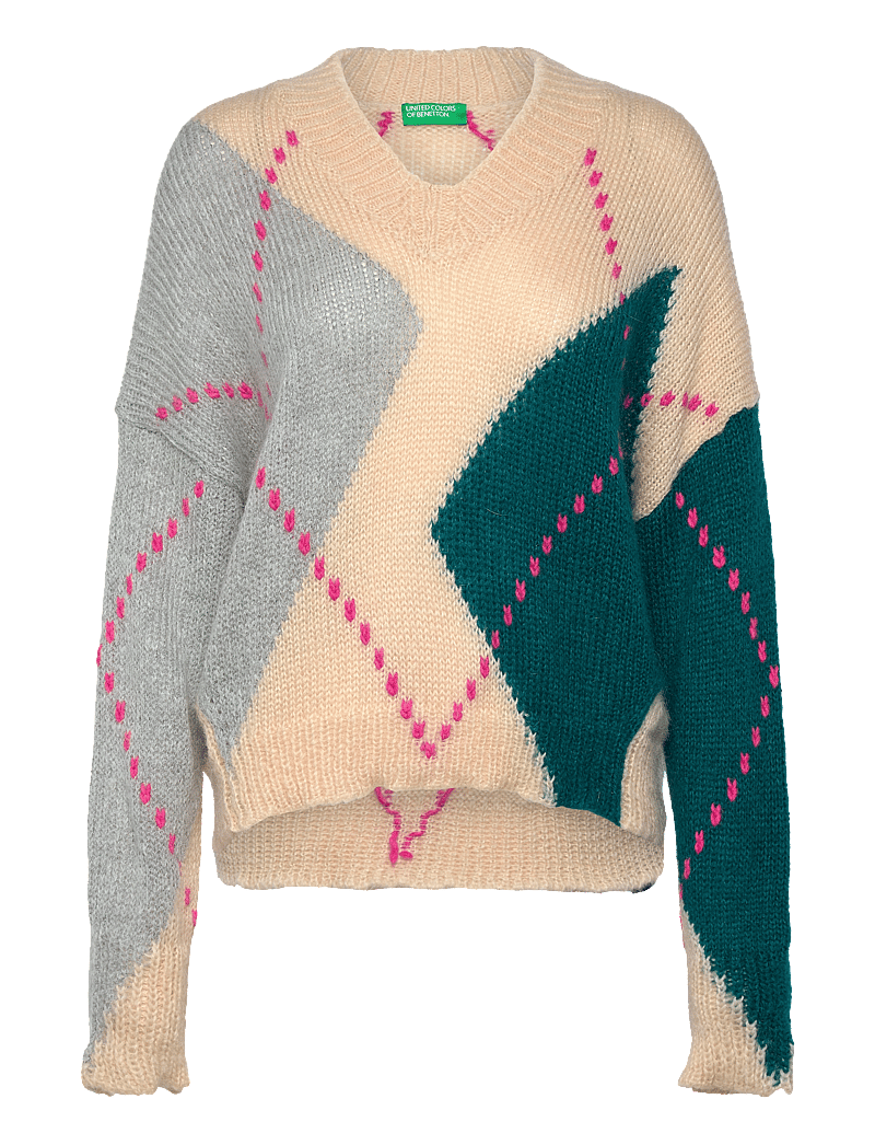 United Colors of Benetton - V NECK SWEATER L/S - sviitrid - cream - 0