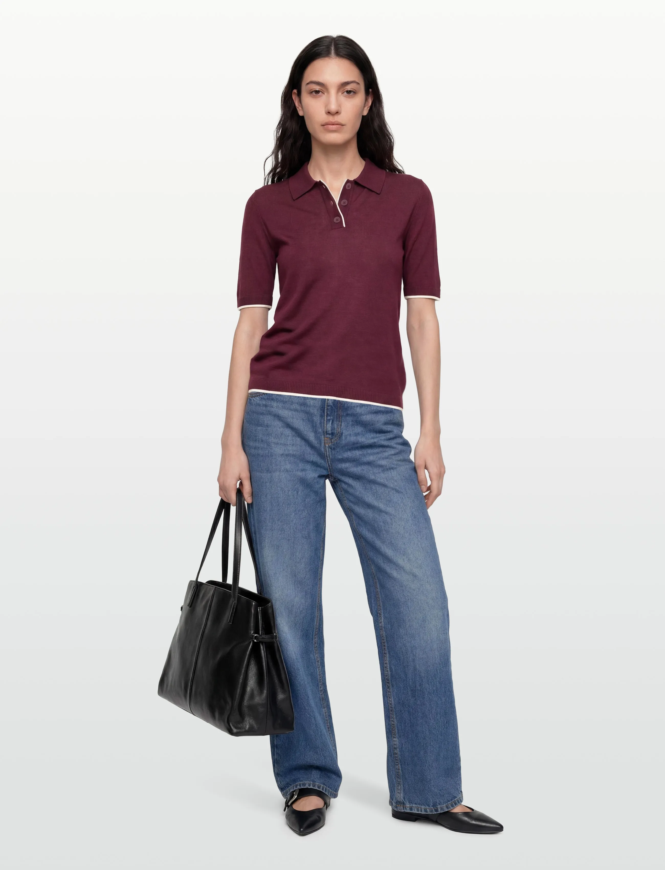 United Colors of Benetton H/S Polo Shirt, M, T-shirts & Oberteile, Burgunderrot - Short-sleeved, Frauen