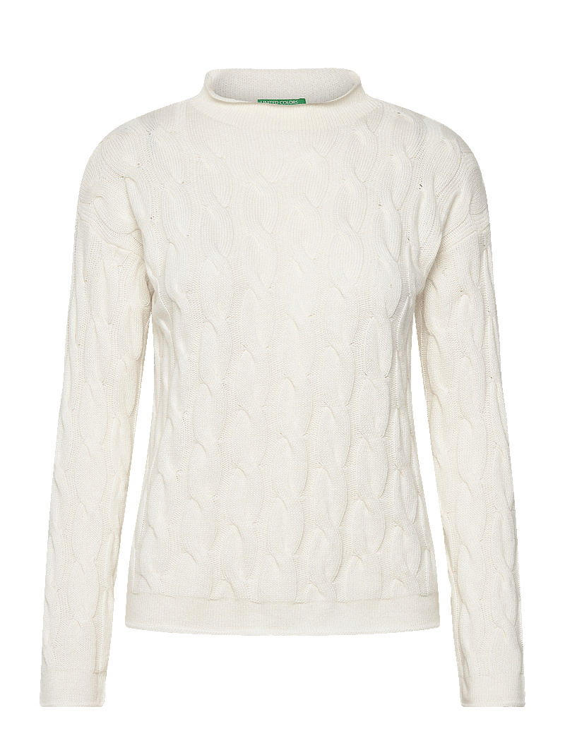 United Colors of Benetton - TURTLE NECK SW. L/S - stickade tröjor - white - 0