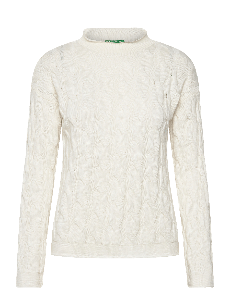 United Colors of Benetton - TURTLE NECK SW. L/S - stickade tröjor - white - 1