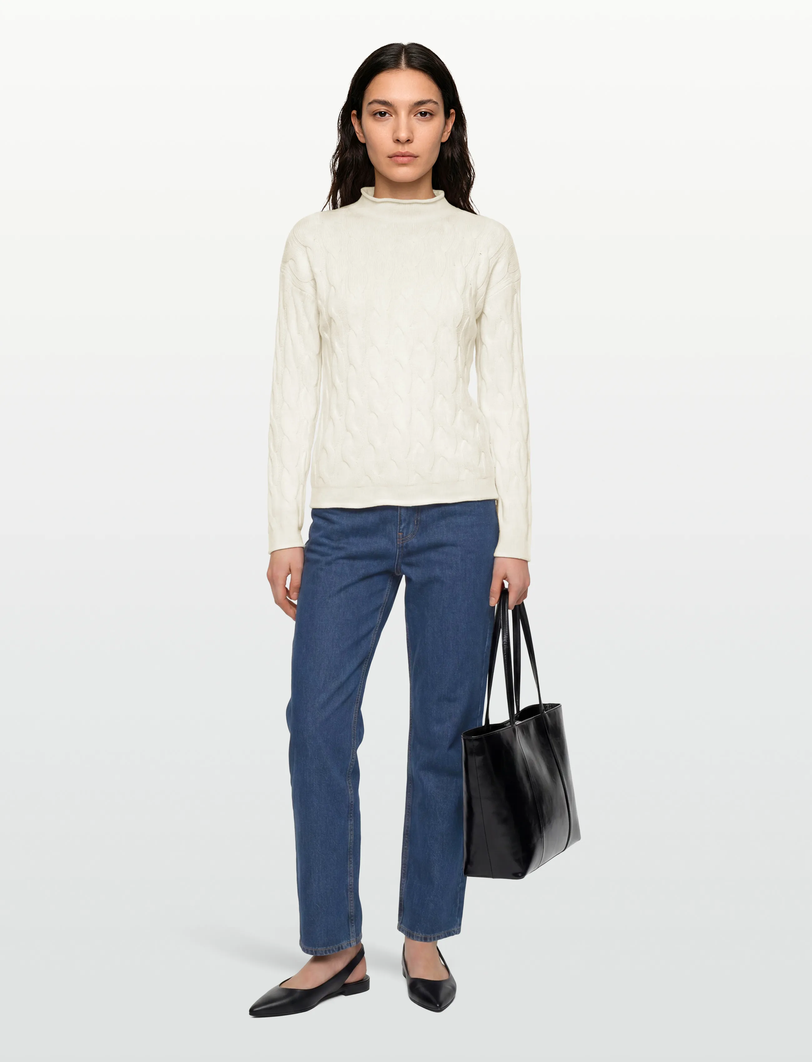 United Colors of Benetton Turtle Neck Sw. L/S, S, Knitwear, Creme - Jumpers, Frauen