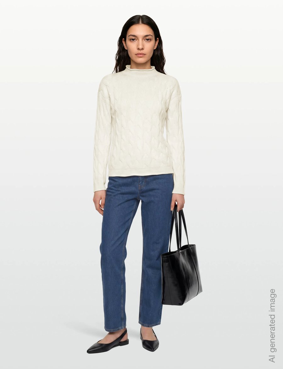 United Colors of Benetton - TURTLE NECK SW. L/S - stickade tröjor - white - 0