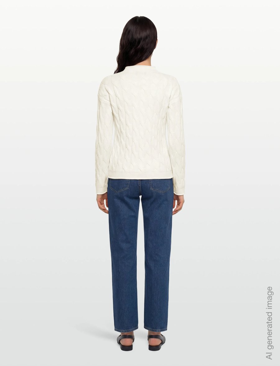 United Colors of Benetton - TURTLE NECK SW. L/S - stickade tröjor - white - 4