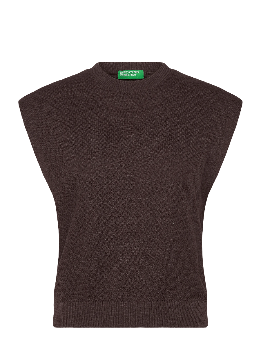 United Colors of Benetton - SLEEVELESS SWEATER - strikveste - brown - 1