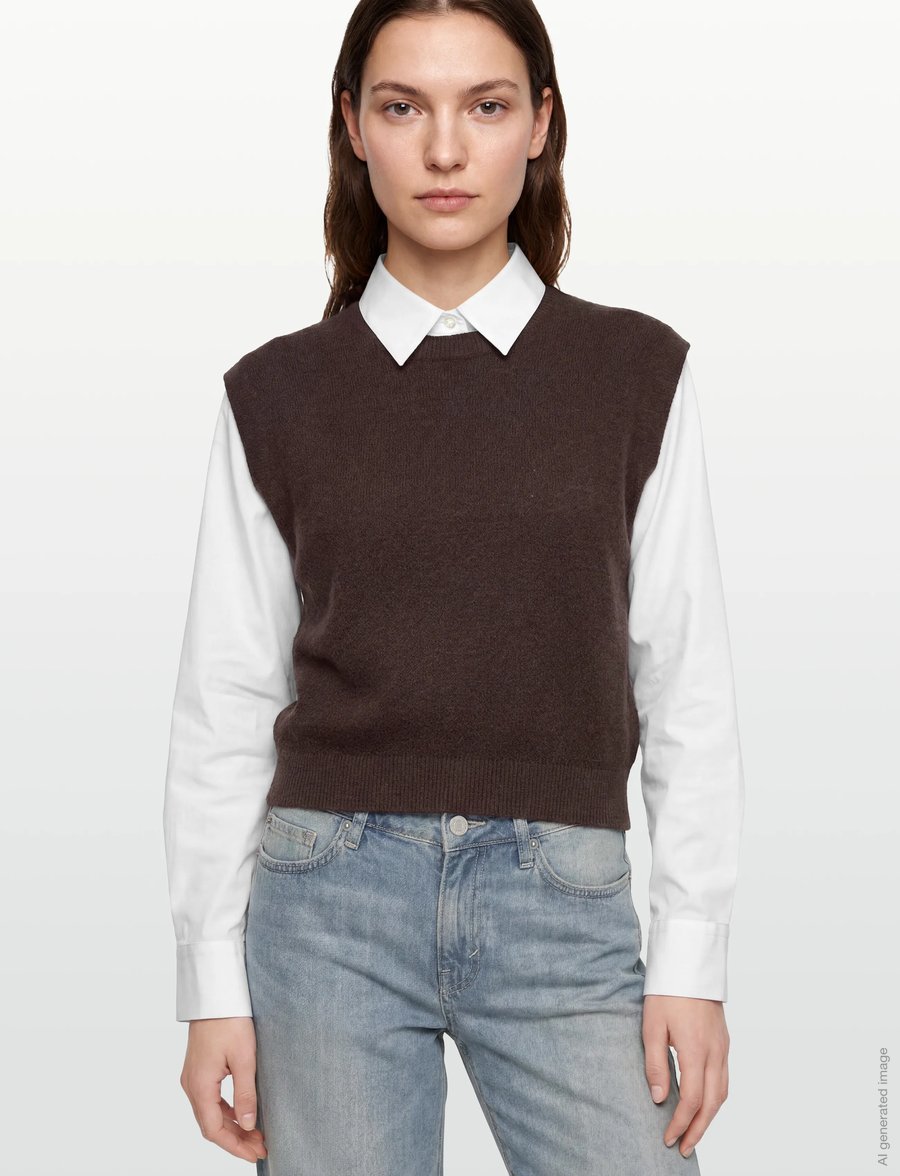 United Colors of Benetton - SLEEVELESS SWEATER - strikveste - brown - 3