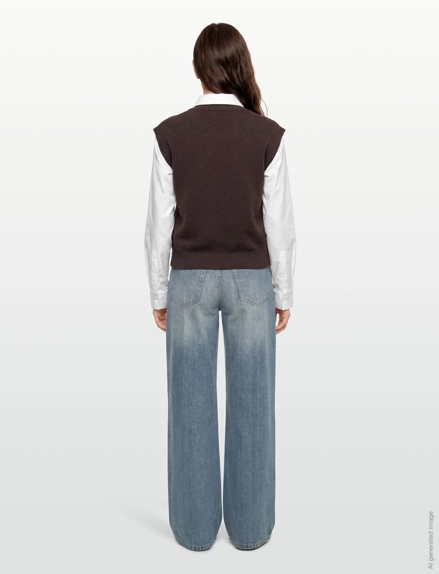 United Colors of Benetton - SLEEVELESS SWEATER - strikveste - brown - 4