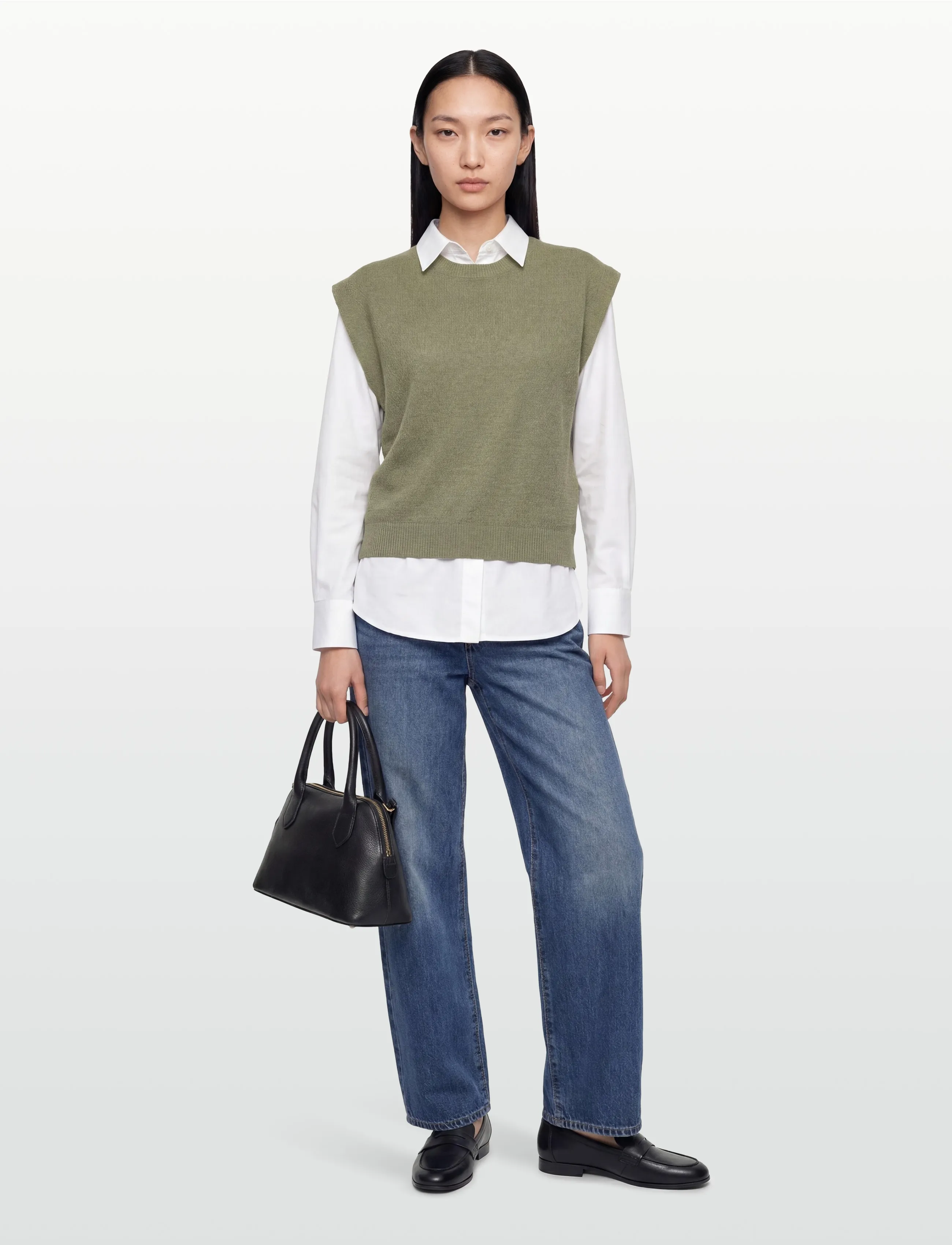 United Colors of Benetton Sleeveless Sweater, XS, Khaki green, Veste > Strikkede Veste, Dame