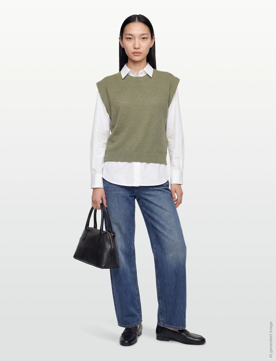 United Colors of Benetton - SLEEVELESS SWEATER - strikveste - green - 0