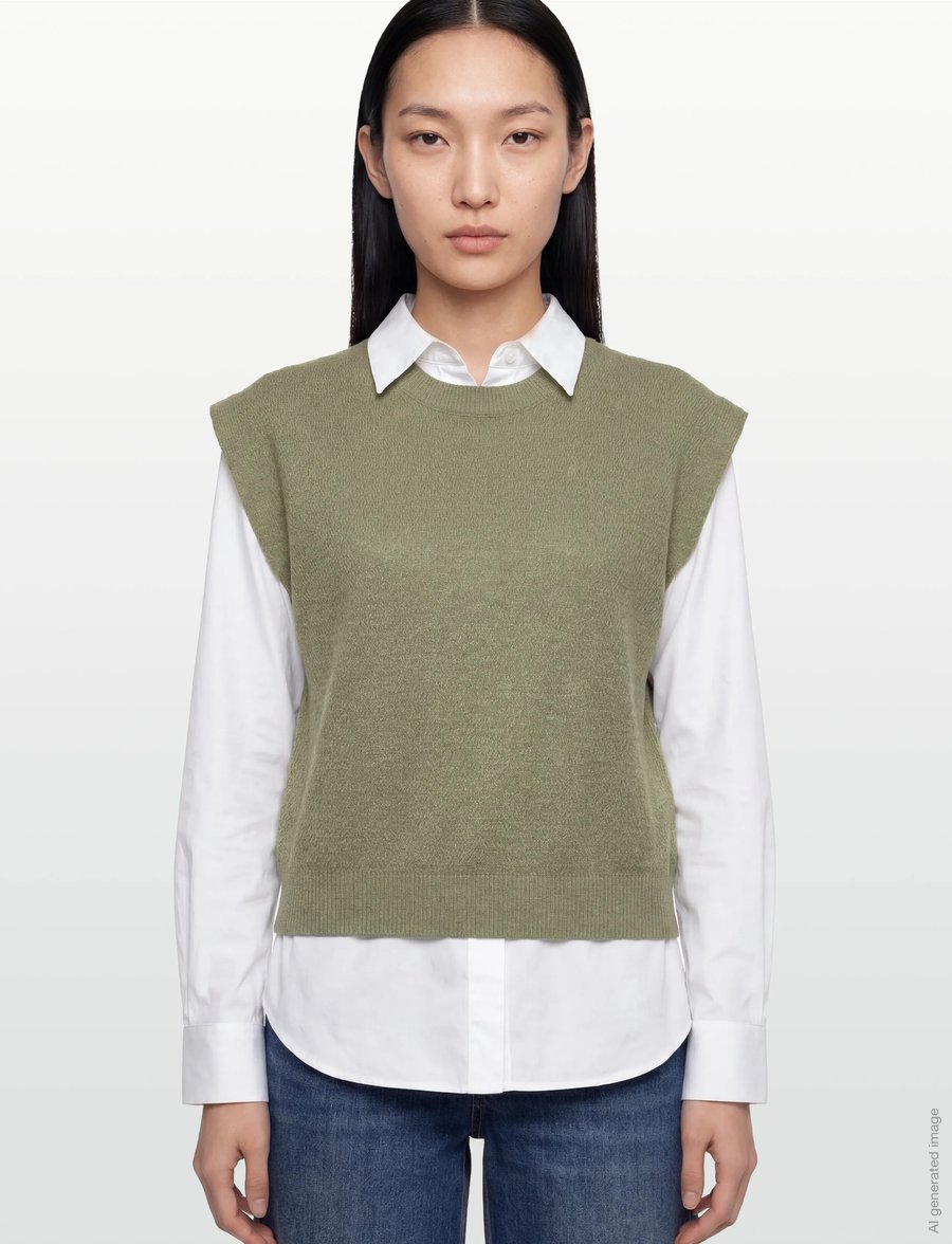 United Colors of Benetton - SLEEVELESS SWEATER - strikveste - green - 3