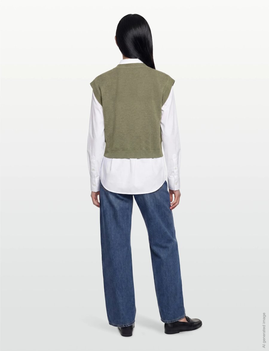 United Colors of Benetton - SLEEVELESS SWEATER - strikveste - green - 4