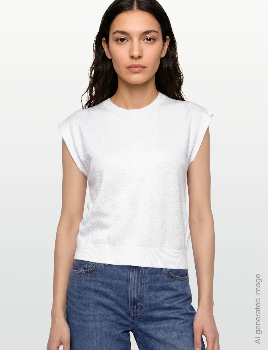 United Colors of Benetton - SLEEVELESS SWEATER - kootud vestid - white - 3