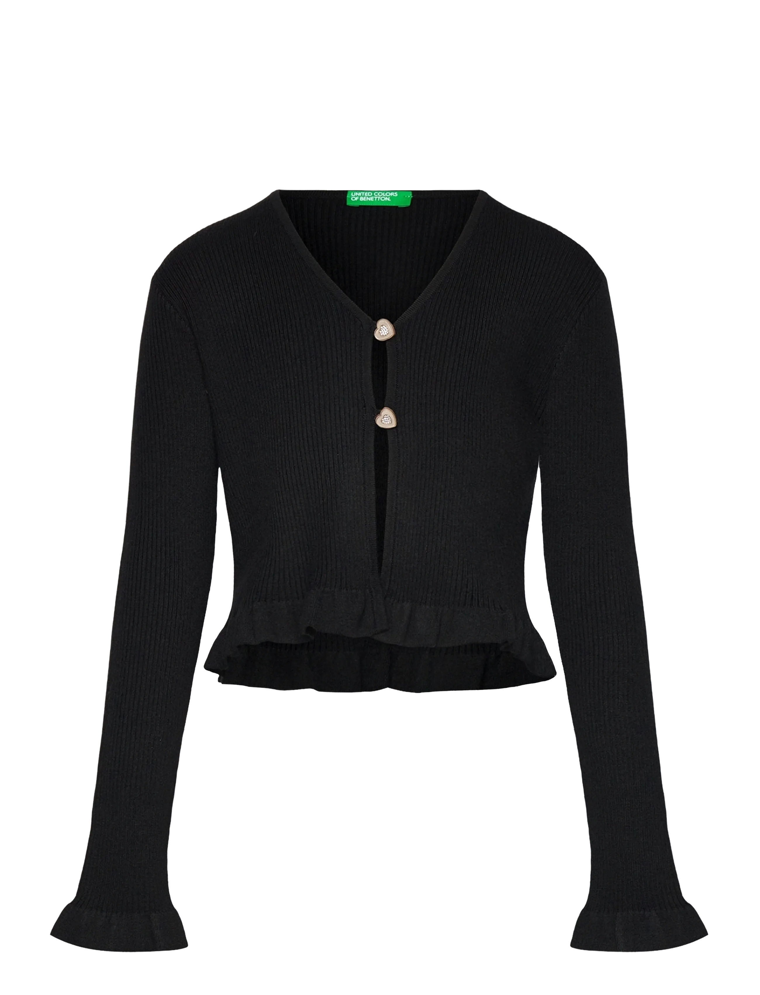 United Colors of Benetton L/S Cardigan, 160, Black, Strik > Cardigans, Børn