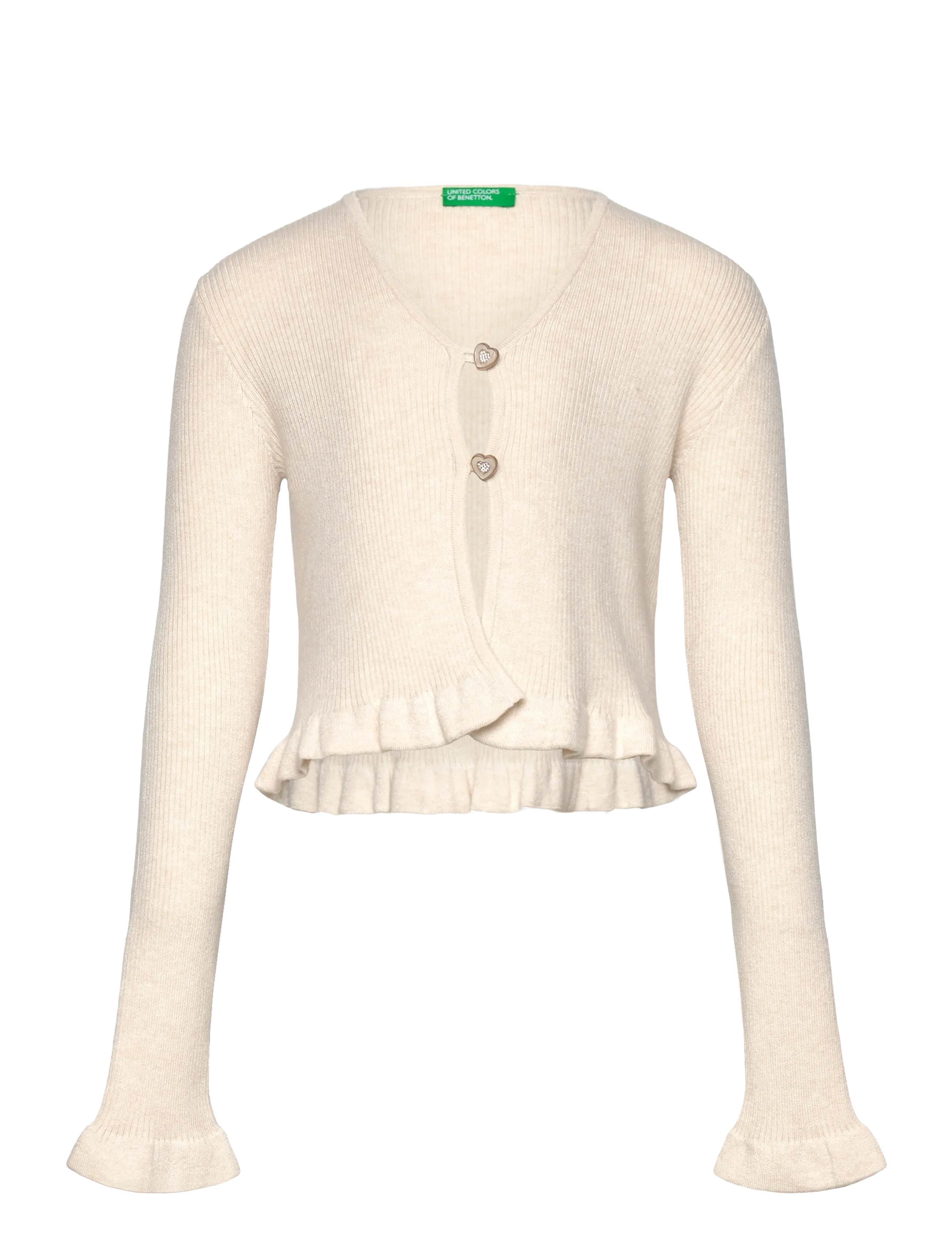 United Colors of Benetton L/S Cardigan, 160, Cream, Strik > Cardigans, Børn