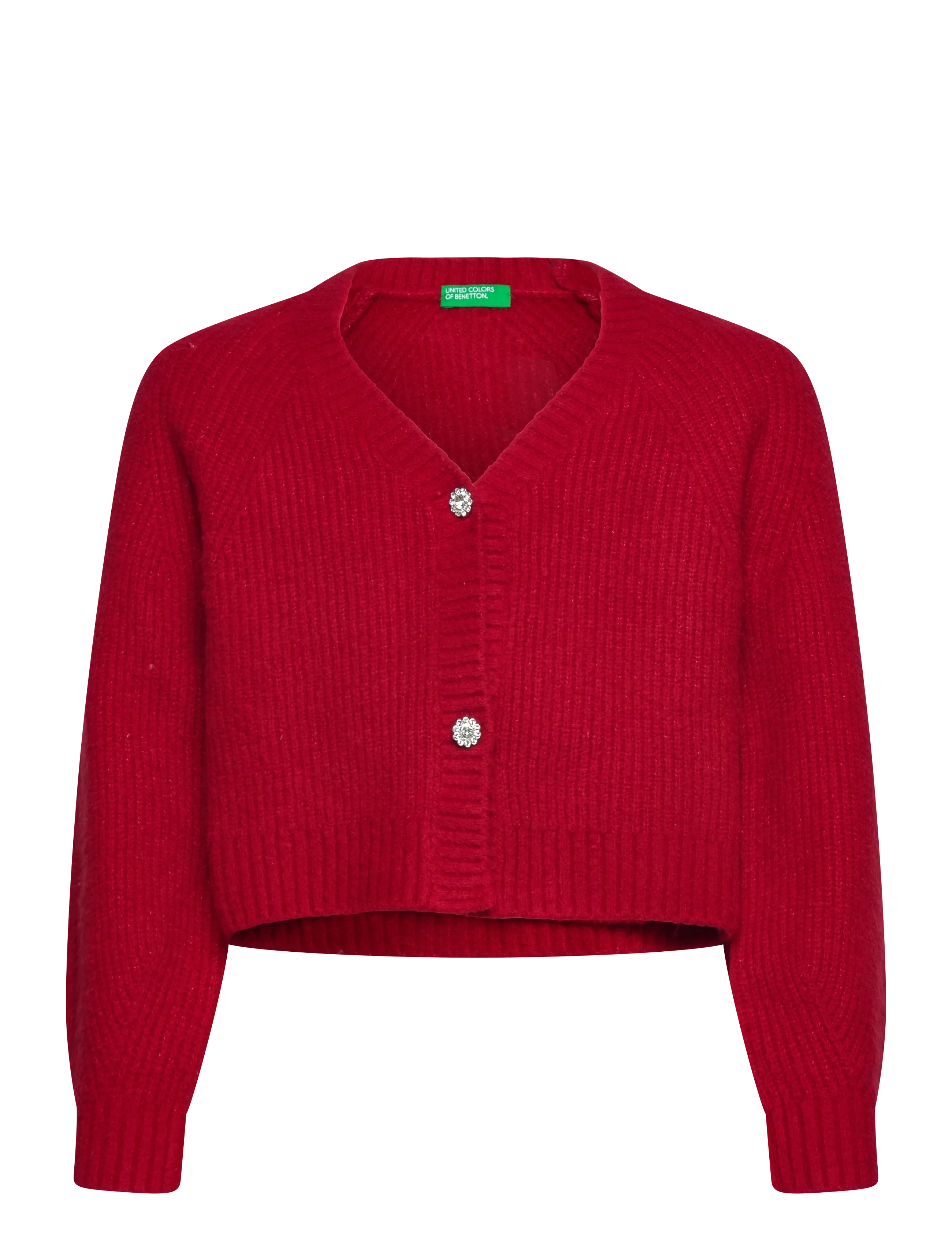 United Colors of Benetton L/S Cardigan, 160, Red, Strik > Cardigans, Børn