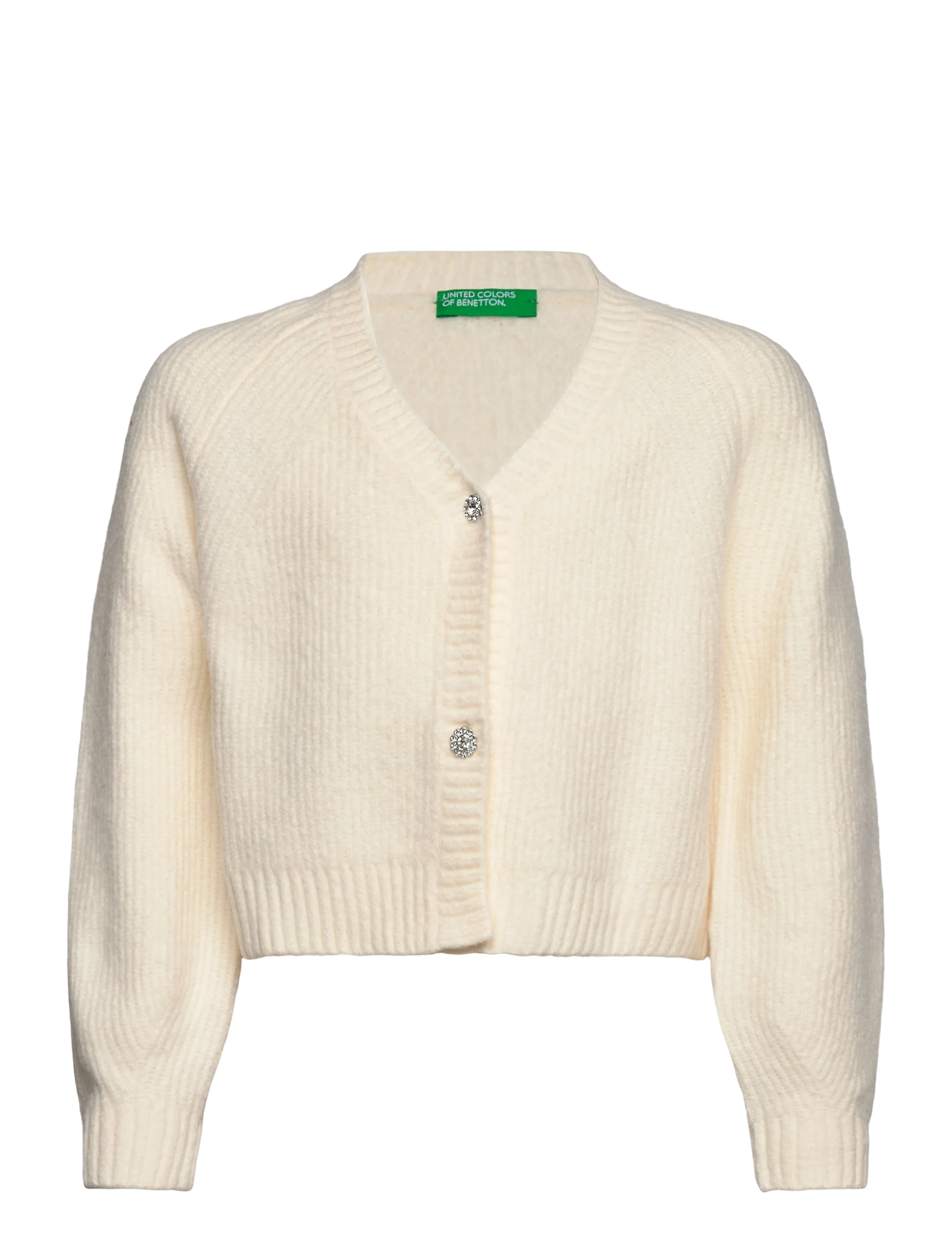 United Colors of Benetton L/S Cardigan, 168, White, Strik > Cardigans, Børn