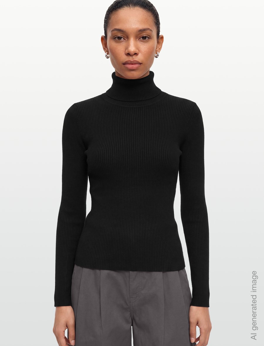 United Colors of Benetton - TURTLE NECK SWEATER - rullekraver - black - 3