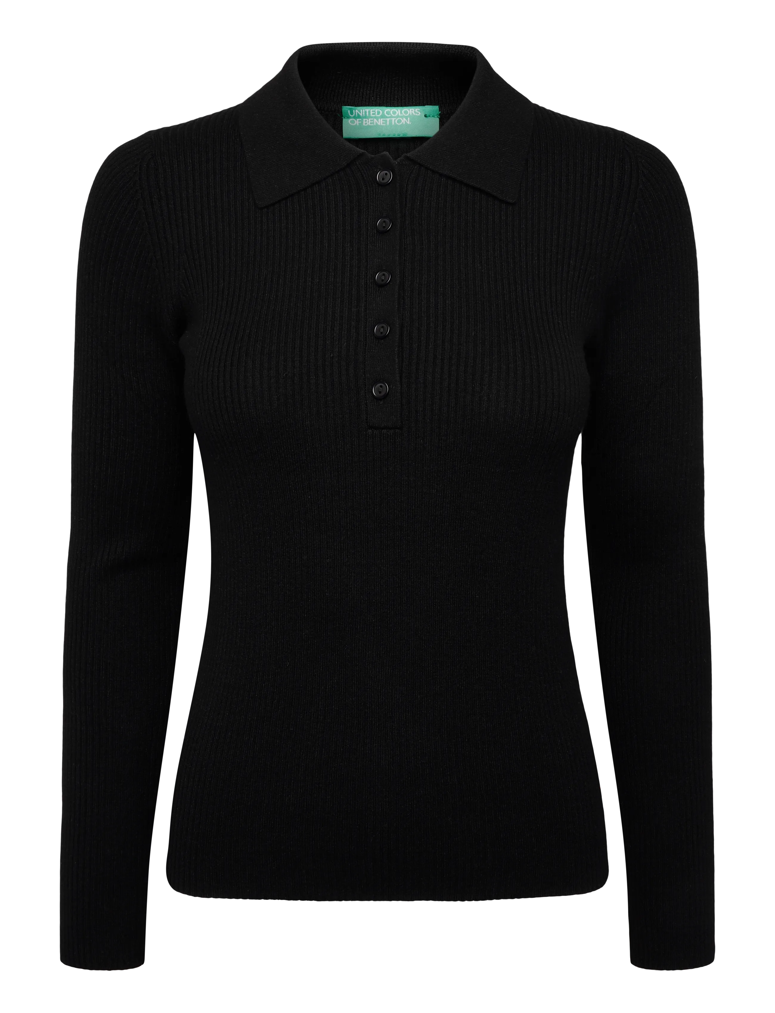 United Colors of Benetton L/S POLO SHIRT - Poloshirts - BLACK / black