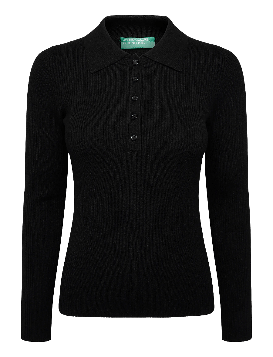 United Colors of Benetton - L/S POLO SHIRT - poloshirts - black - 0