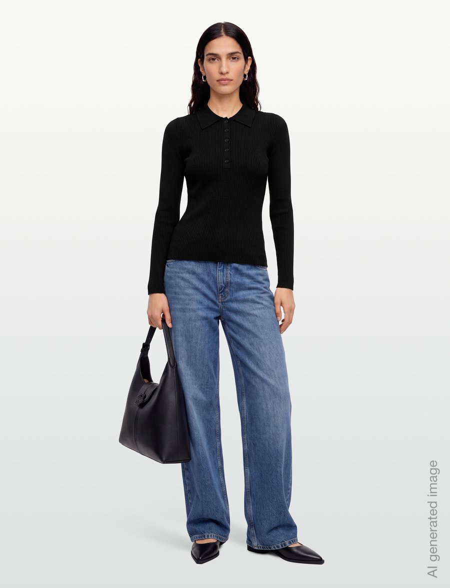 United Colors of Benetton - L/S POLO SHIRT - poloer - black - 0