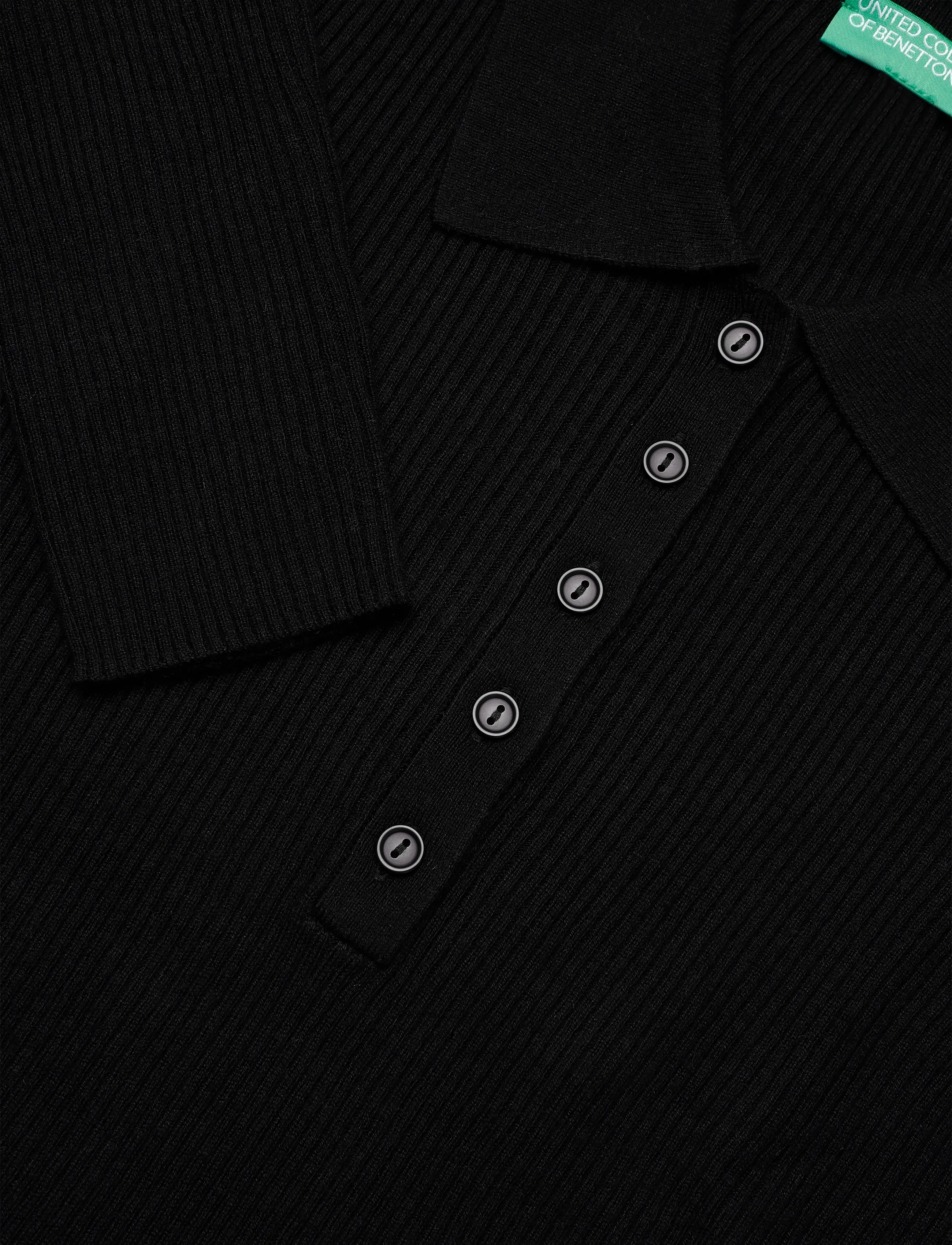 United Colors of Benetton - L/S POLO SHIRT - black - 2