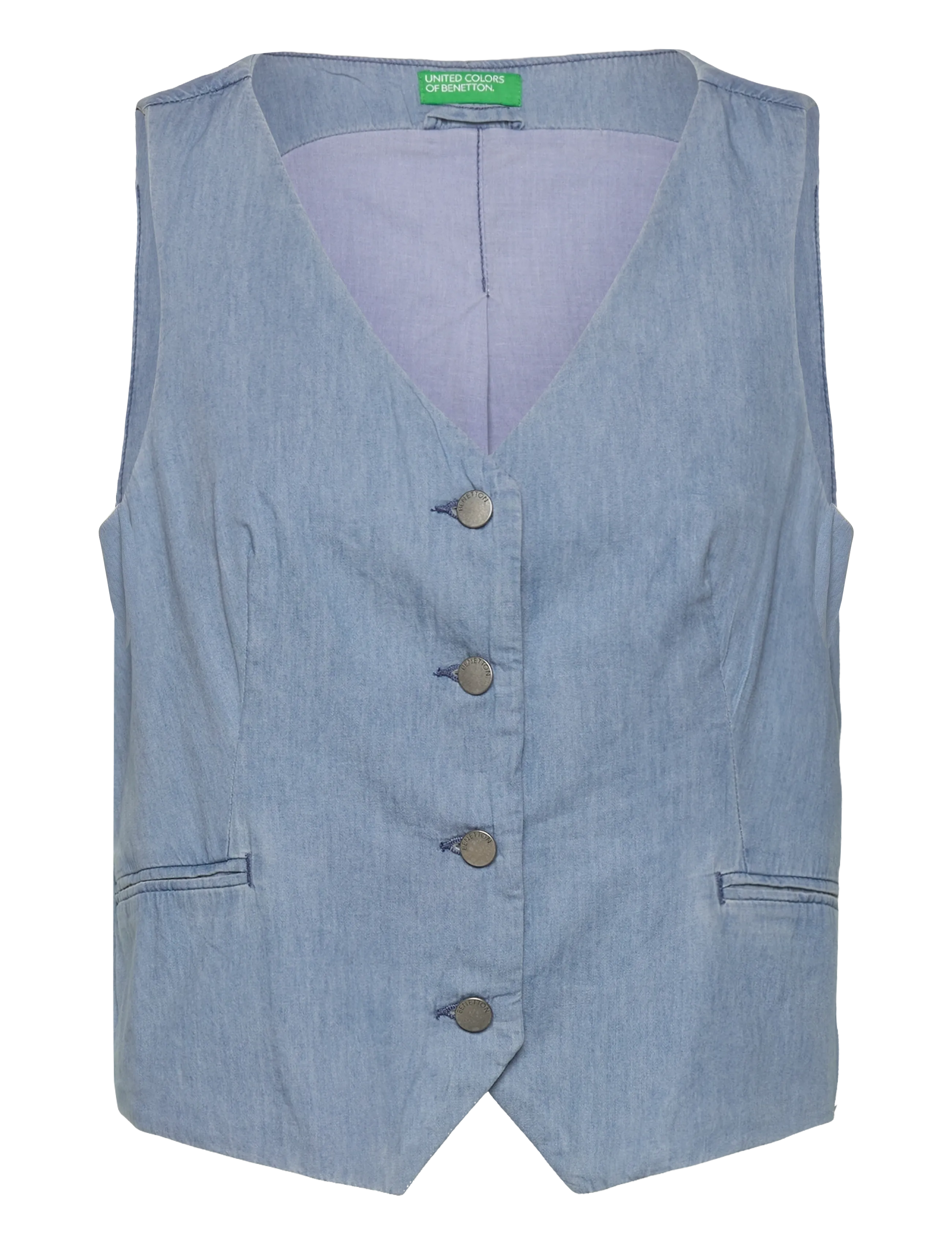 United Colors of Benetton Waistcoat, Kvinder, Knaplukket Vest, Blå, Str: M