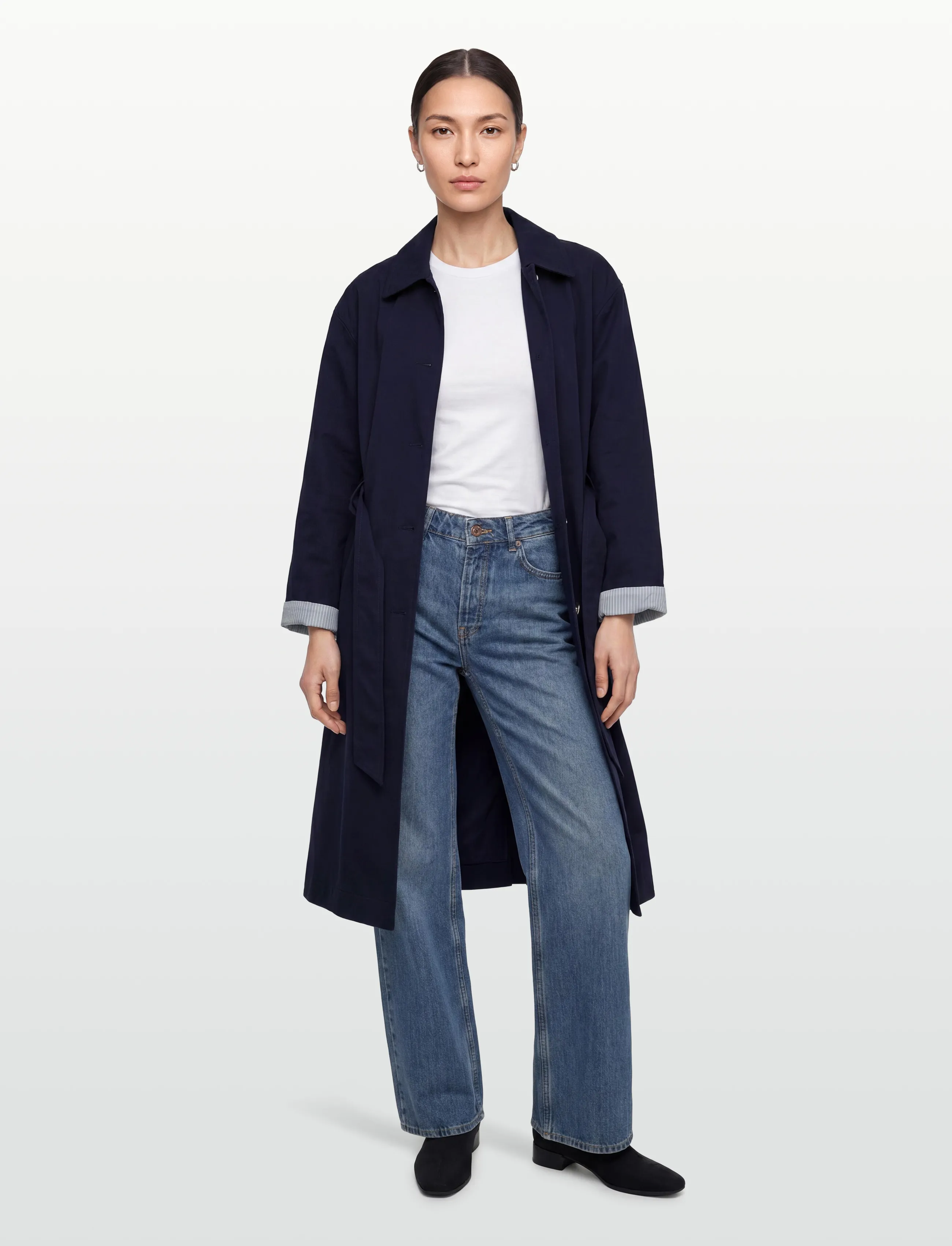 United Colors of Benetton Trench Coat, L, Navy, Frakker > Trenchcoats, Dame