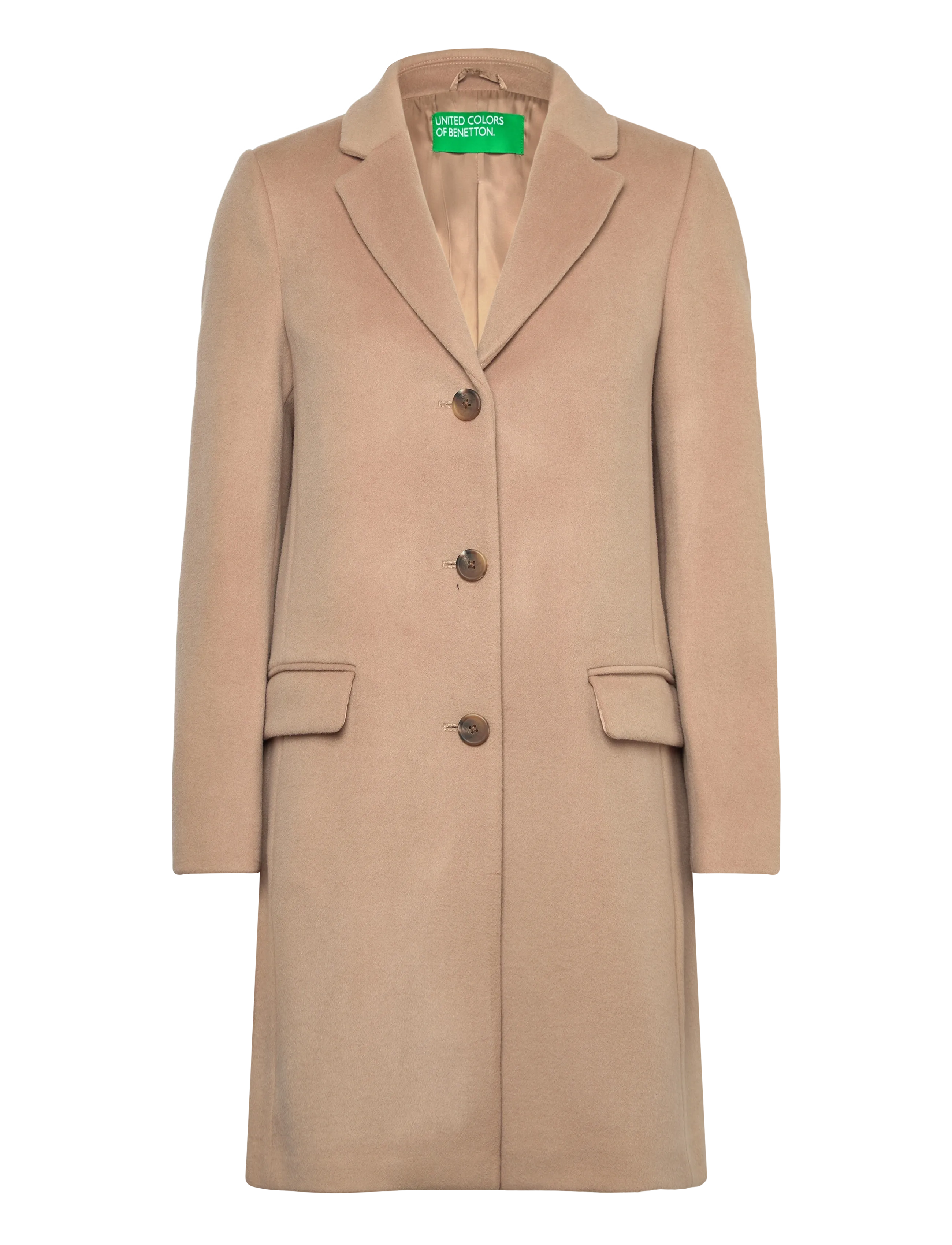 United Colors of Benetton Coat, 42, Beige, Frakker > Uldfrakker, Dame