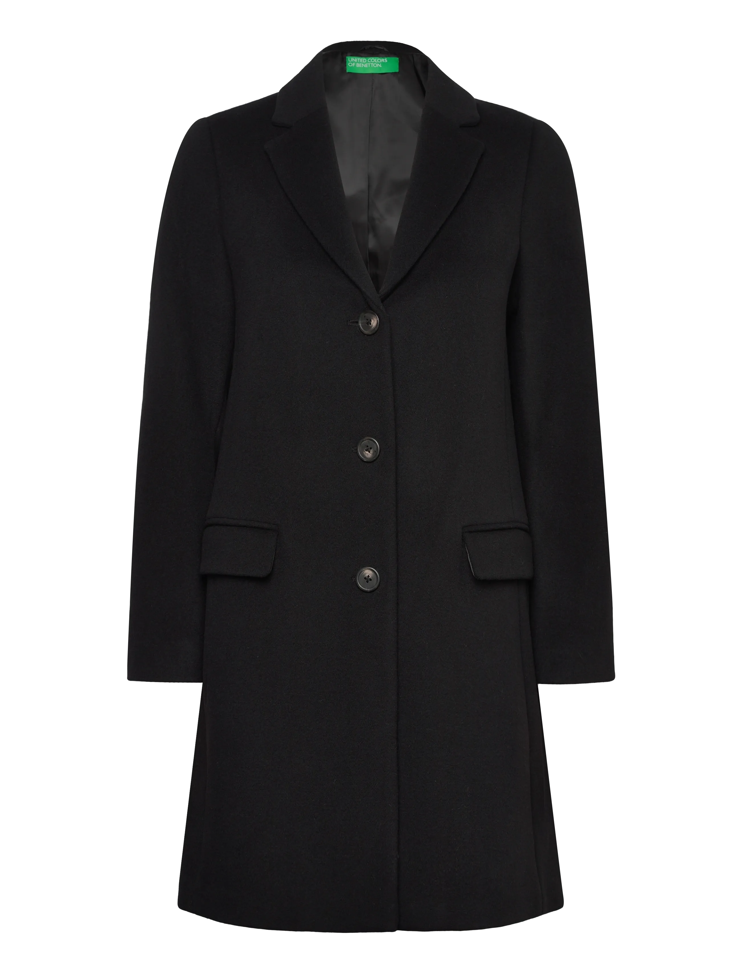 United Colors of Benetton Coat, 46, Black, Frakker > Uldfrakker, Dame