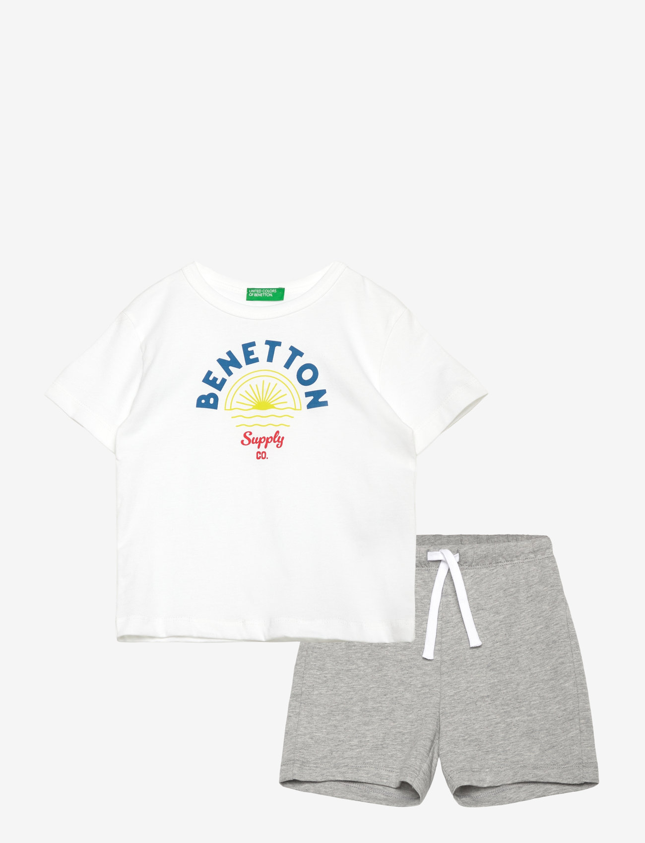 United Colors of Benetton - SET T-SHIRT+SHORTS - set med kortärmad t-shirt - white - 0
