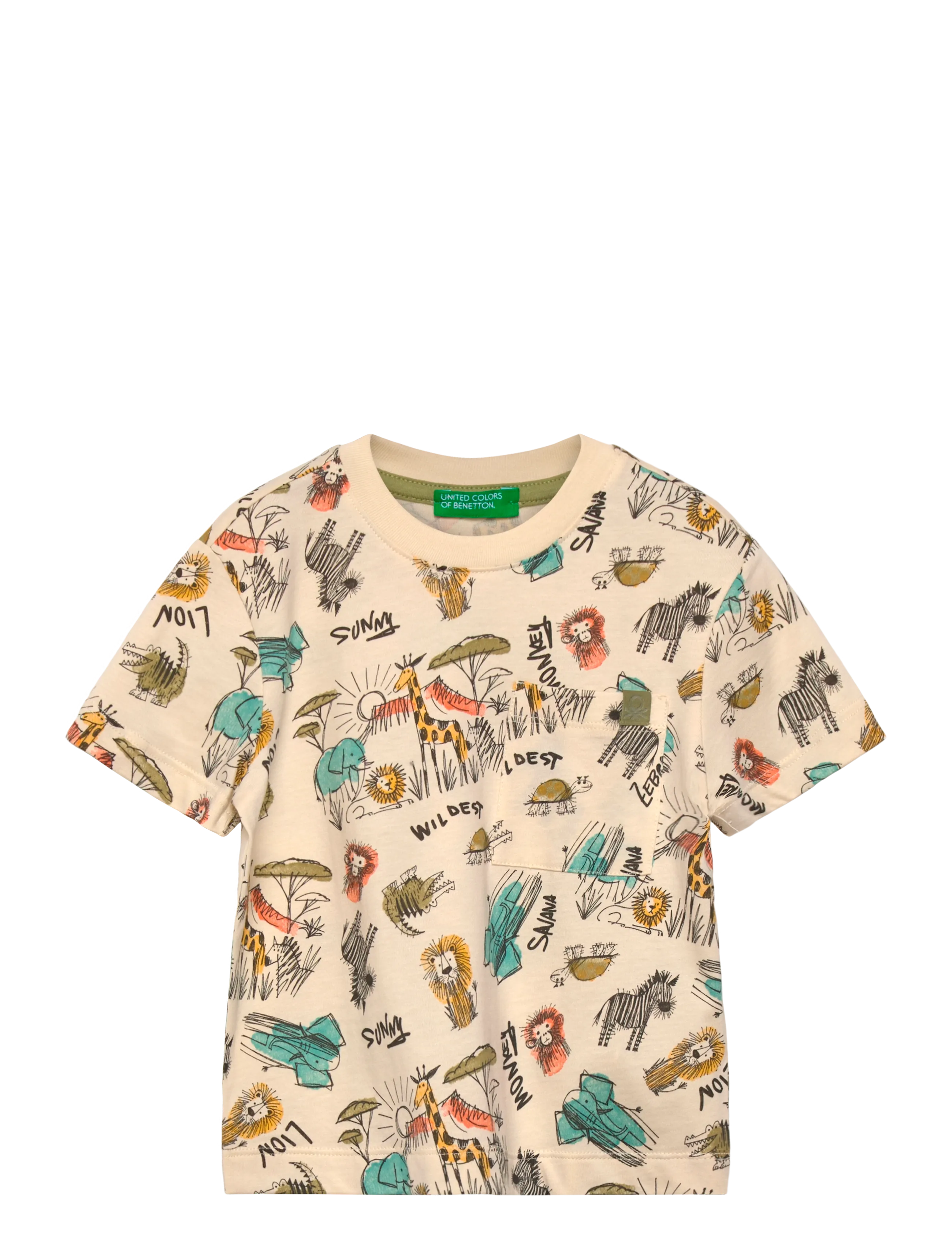 United Colors of Benetton T-Shirt, Børn, Printet T-Shirt, Beige, Str: 116
