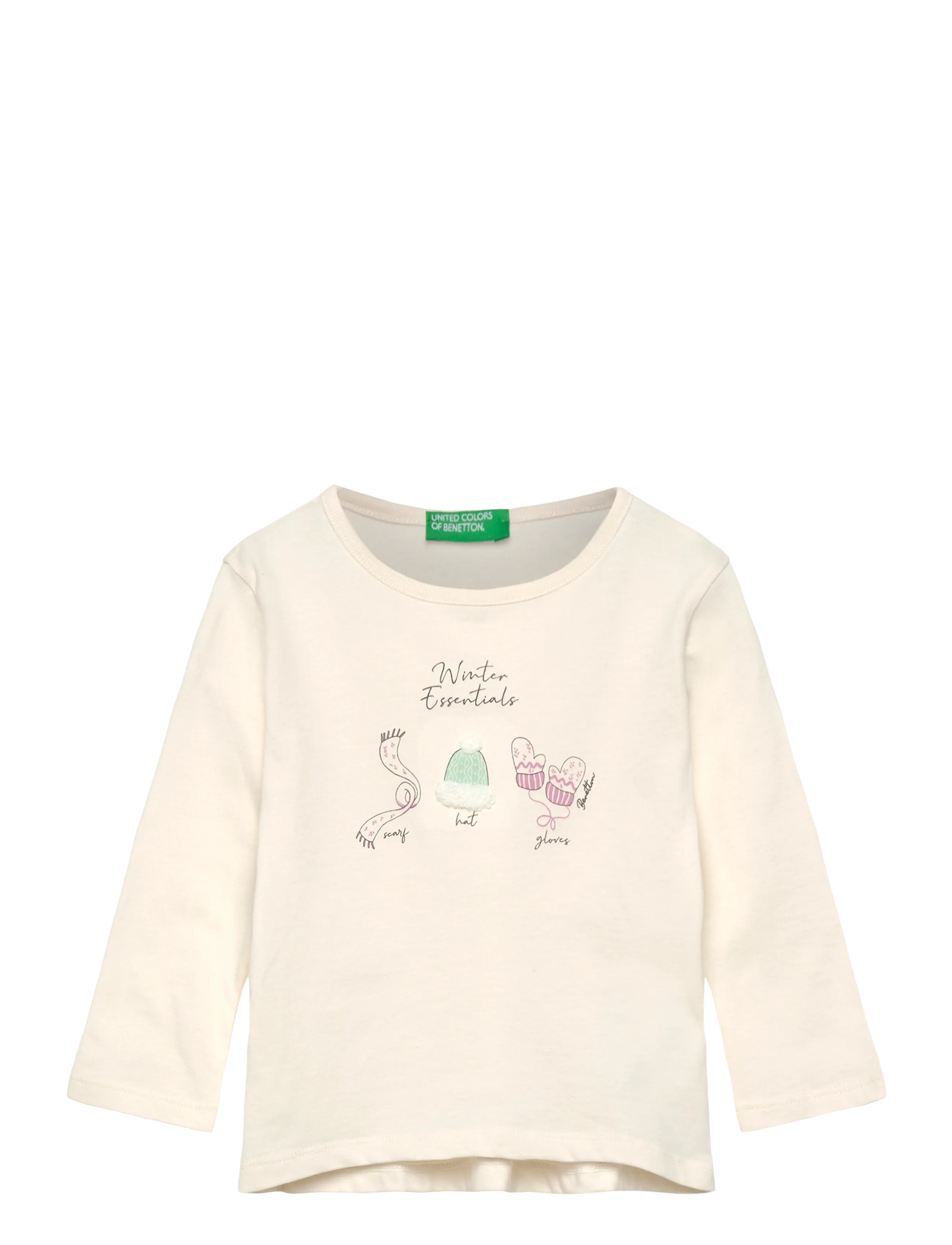 United Colors of Benetton T-Shirt L/S, 104, Cream, T-Shirts > Langærmede T-shirts, Børn