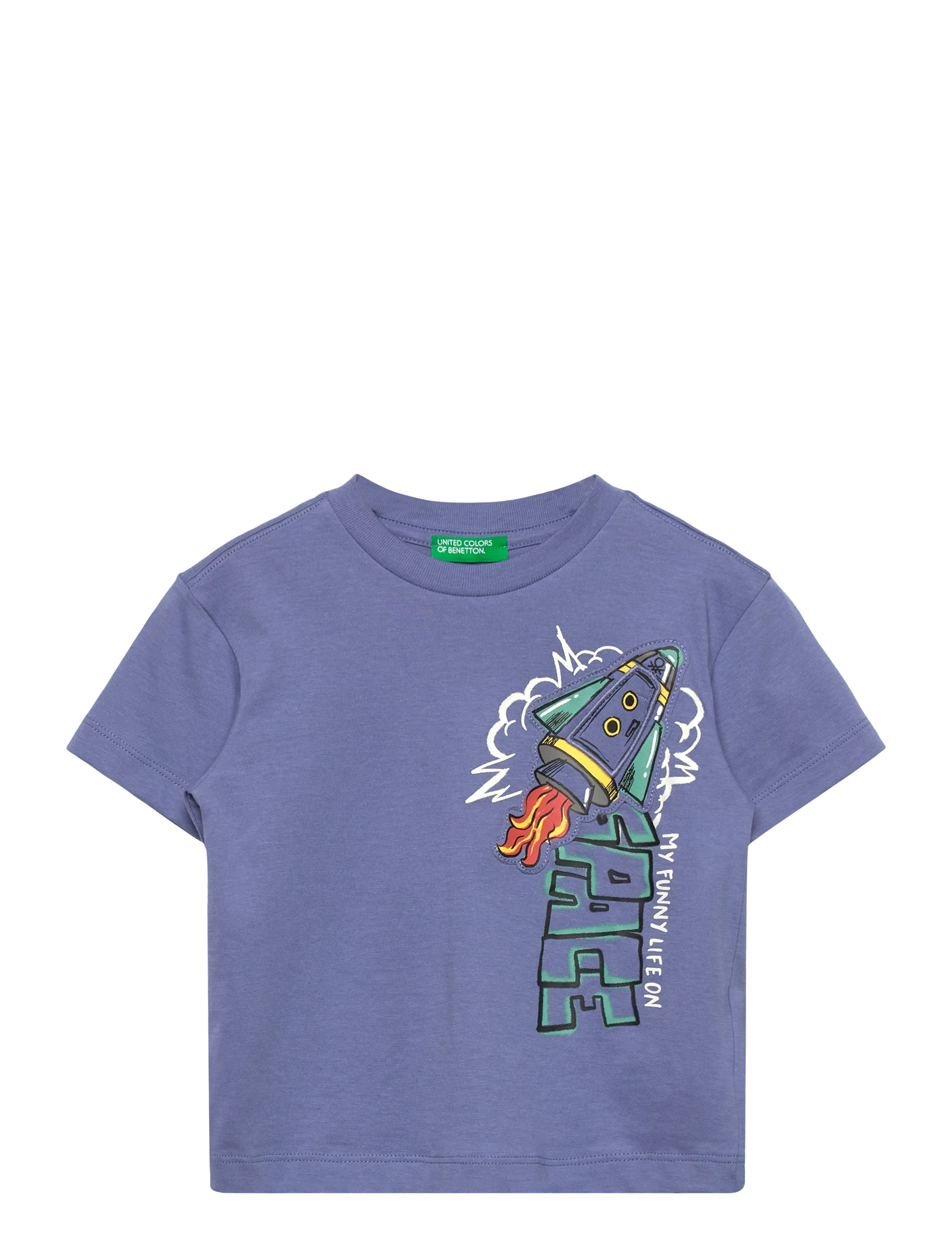 United Colors of Benetton T-Shirt, Børn, Grafisk T-Shirt, Blå, Str: 116
