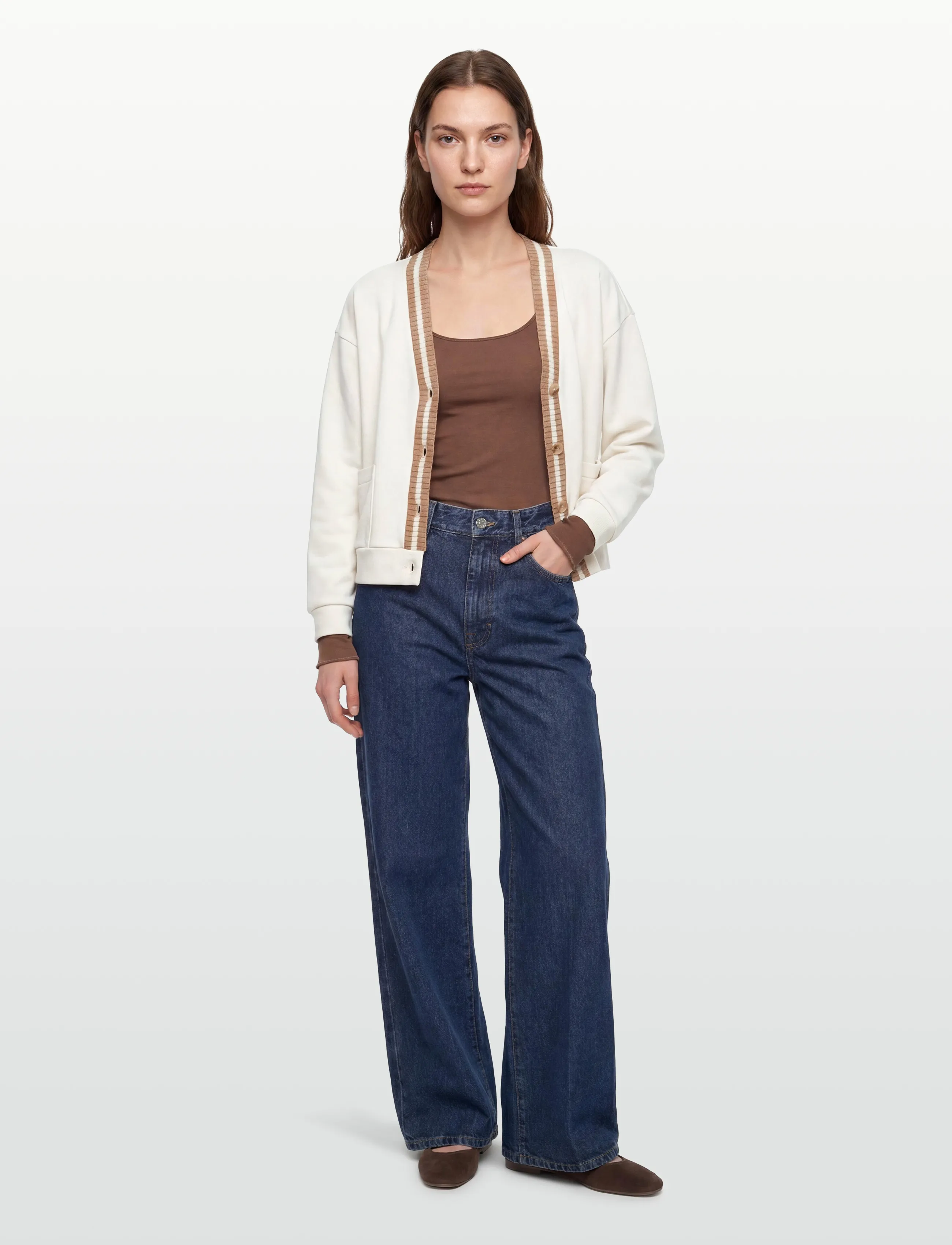 United Colors of Benetton L/S Cardigan, M, White, Strik > Cardigans, Dame